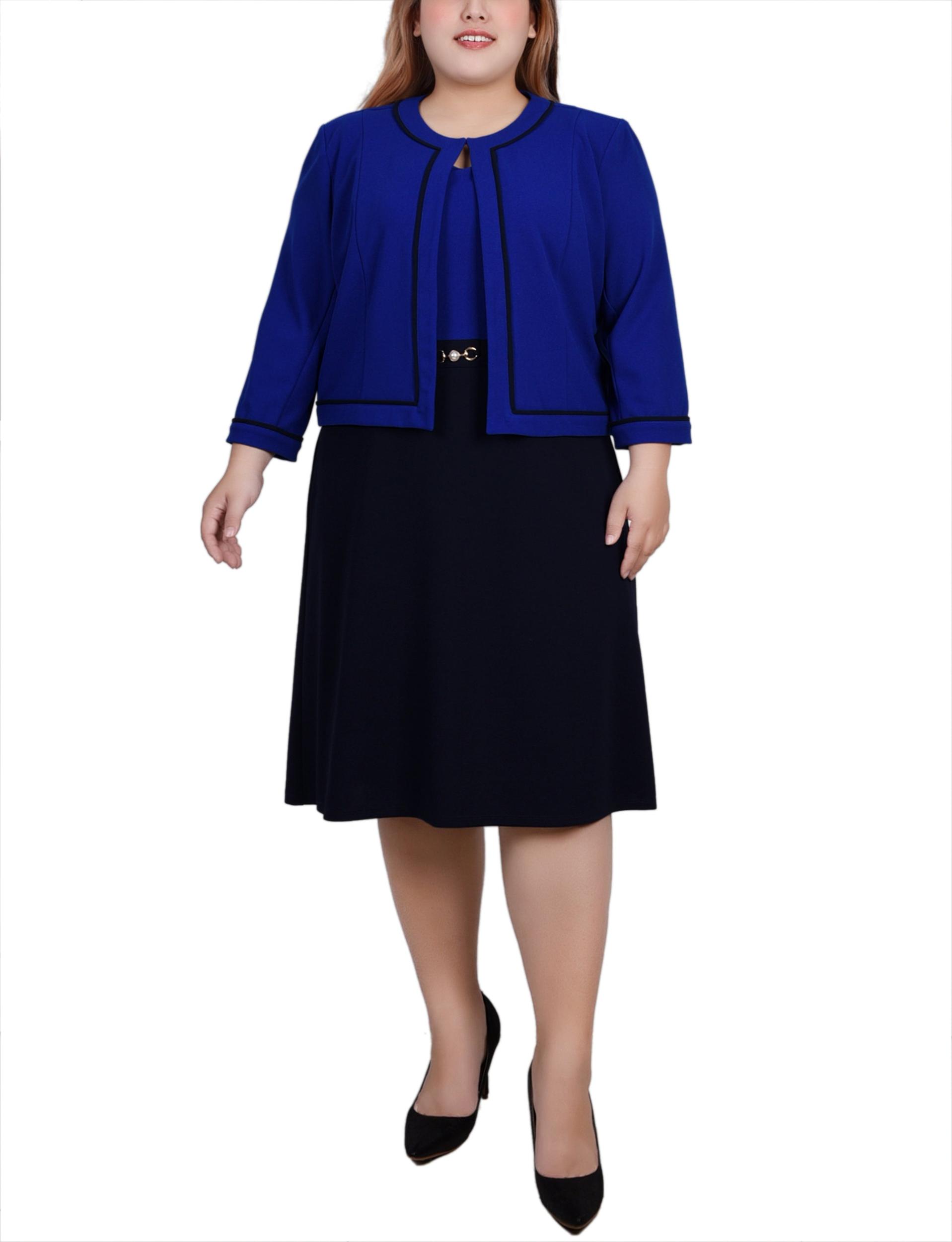 Blue 3/4 Sleeve 2 Piece Dress Set Product Image