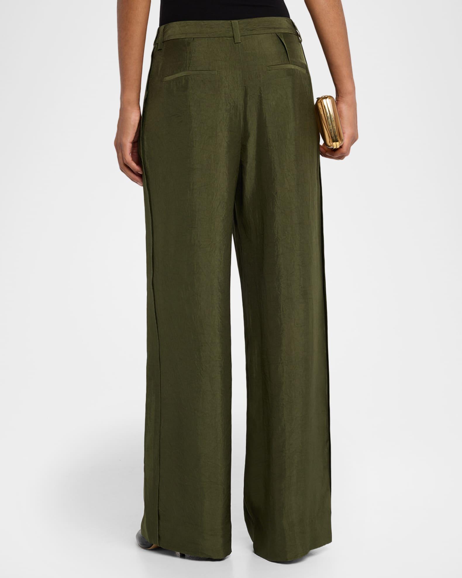 Crinkled Satin Straight-Leg Trousers Product Image