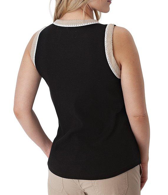 Aventura Solana Rib Knit Crochet Trim V-Neck Sleeveless Tank Product Image