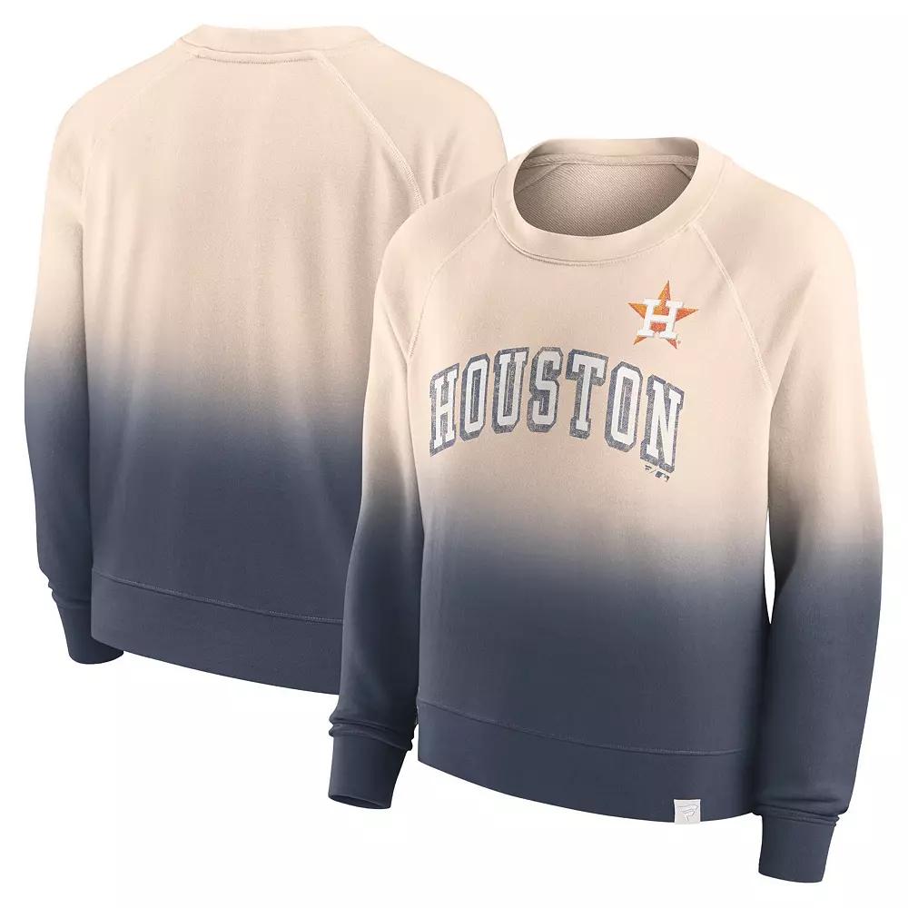 Women's Fanatics Branded Tan/Navy Houston Astros Luxe Lounge Arch Raglan Pullover Sweatshirt, Size: Medium, Team Product Image