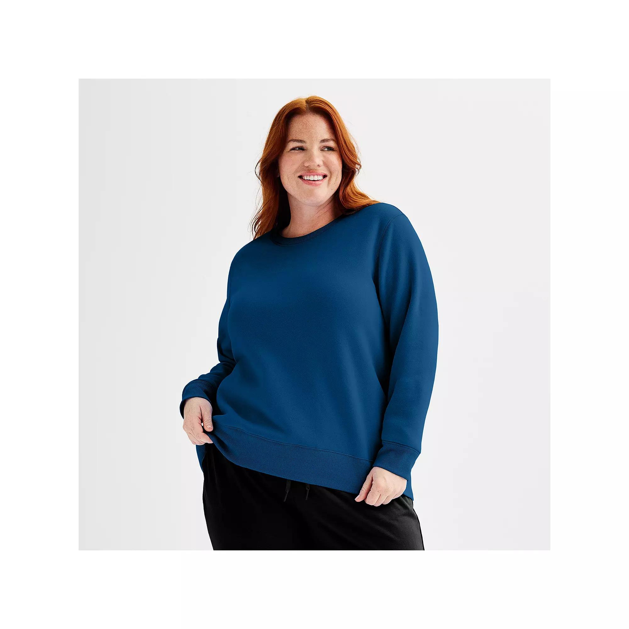 Plus Size Tek Gear® Ultrasoft Fleece Crewneck Sweatshirt, Women's, Size: 3XL, Blue Crayon Product Image