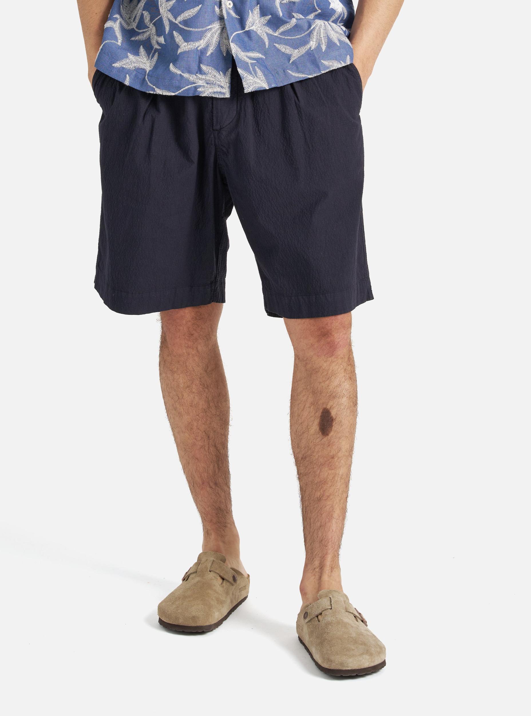 Navy Seersucker II Pleated Track Short Product Image