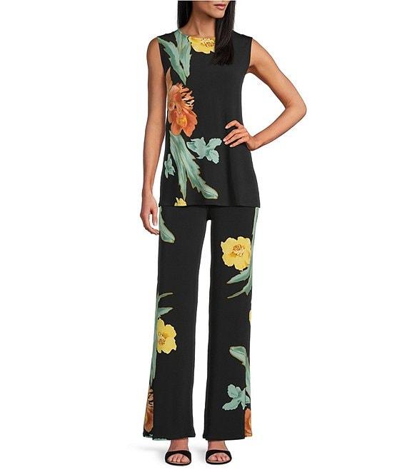 Eva Varro Coordinating Floral Motif Crew Neck Sleeveless A-line Top Product Image