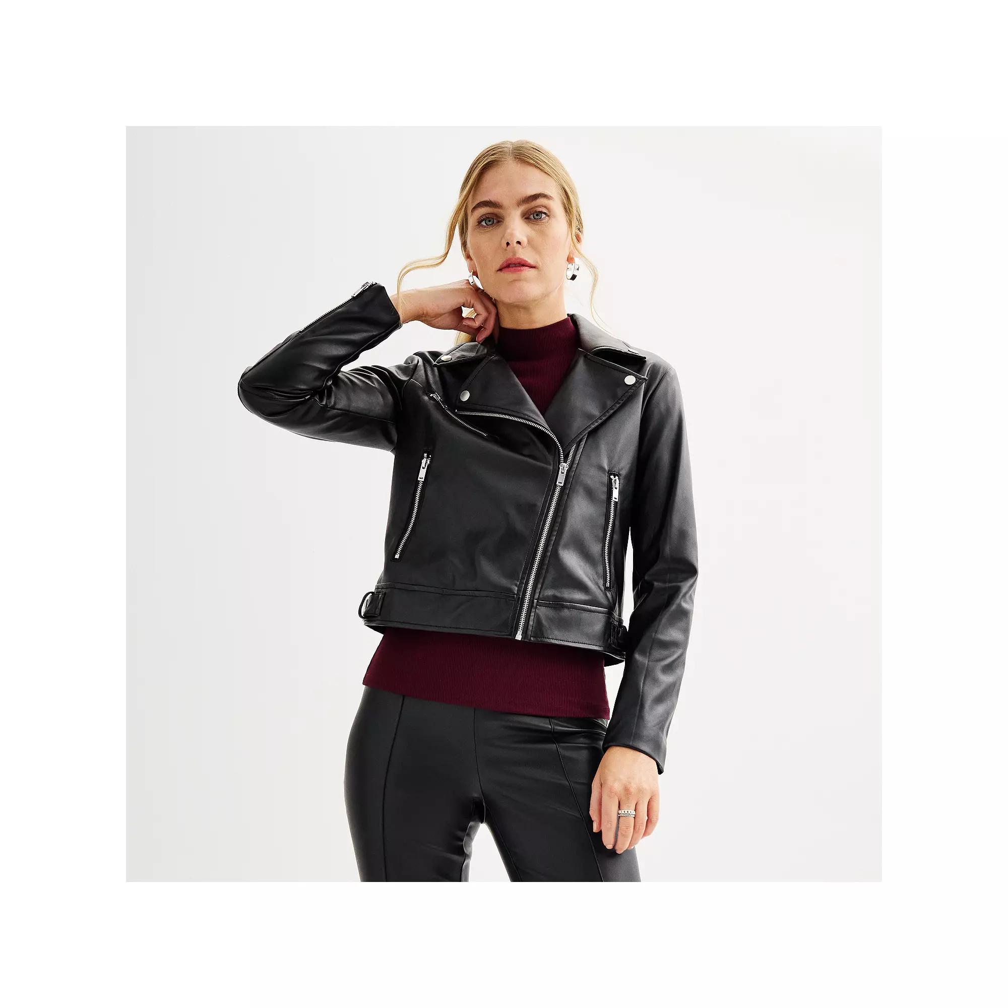 Womens Nine West Buckle Moto Jacket Product Image