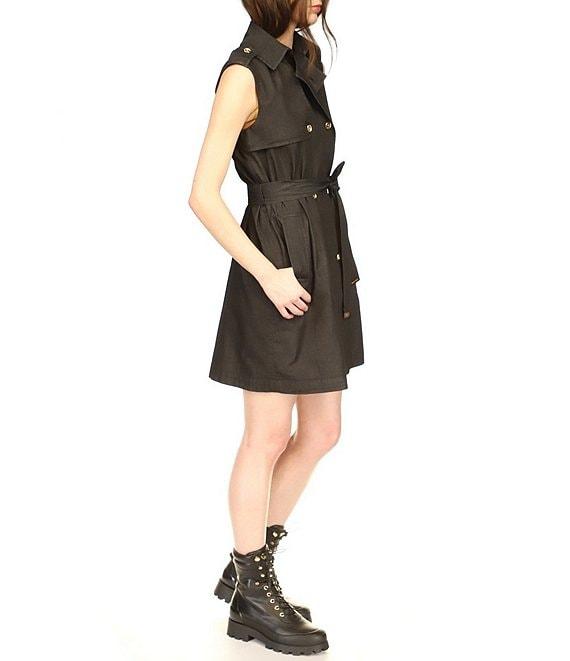 Michael Kors Mini Chambray Sleeveless Trench Dress Product Image