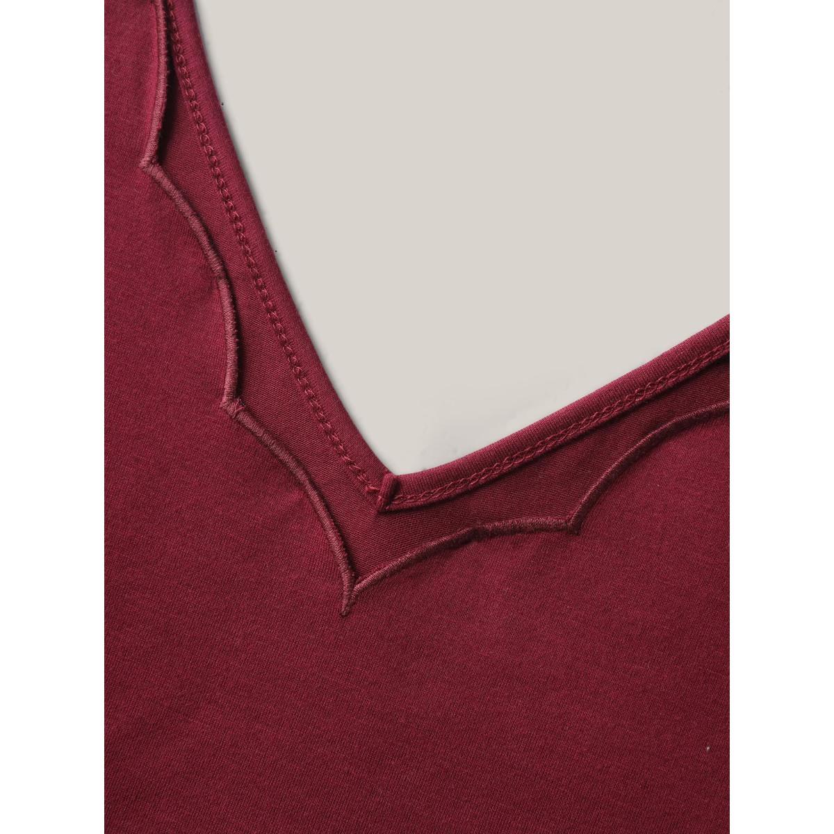 Plus Size Supersoft Stretchy Scalloped Neck Tank Top Women Burgundy Timeless Tie knot V-neck Elegant Tank Tops Camis BloomChic 10/M Product Image