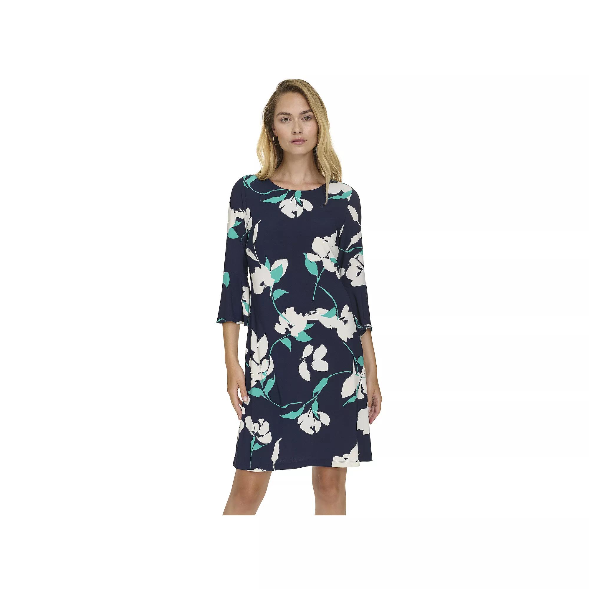 Women's Harper Rose Long Bell Sleeve Shift Dress, Size: 12, Blue Scatter Floral Product Image