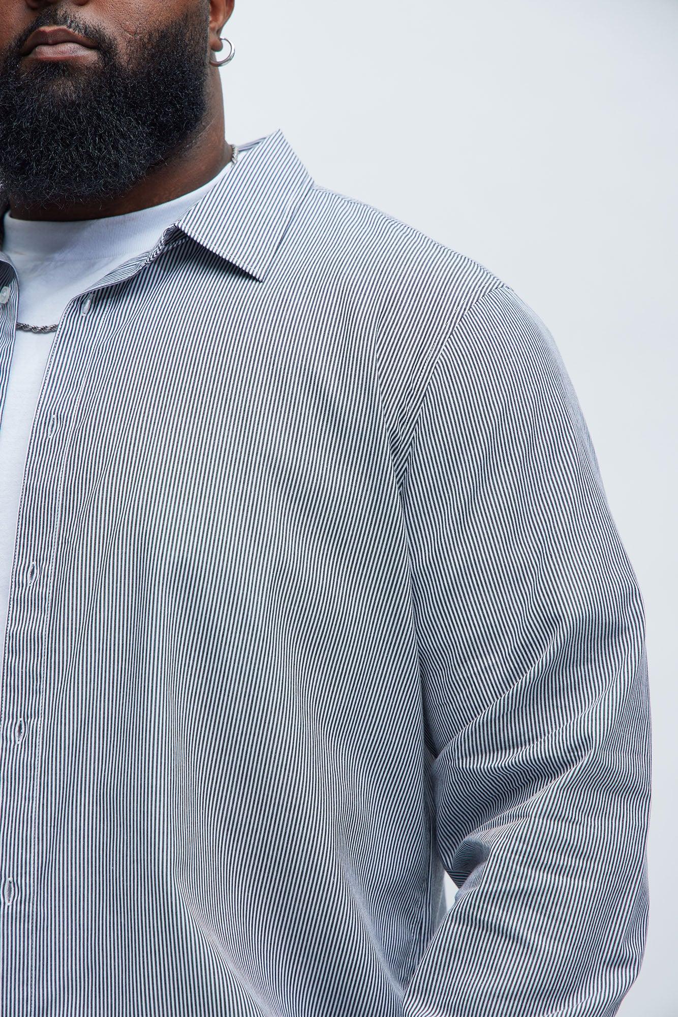 Long Sleeve Striped Shirt - Black Product Image