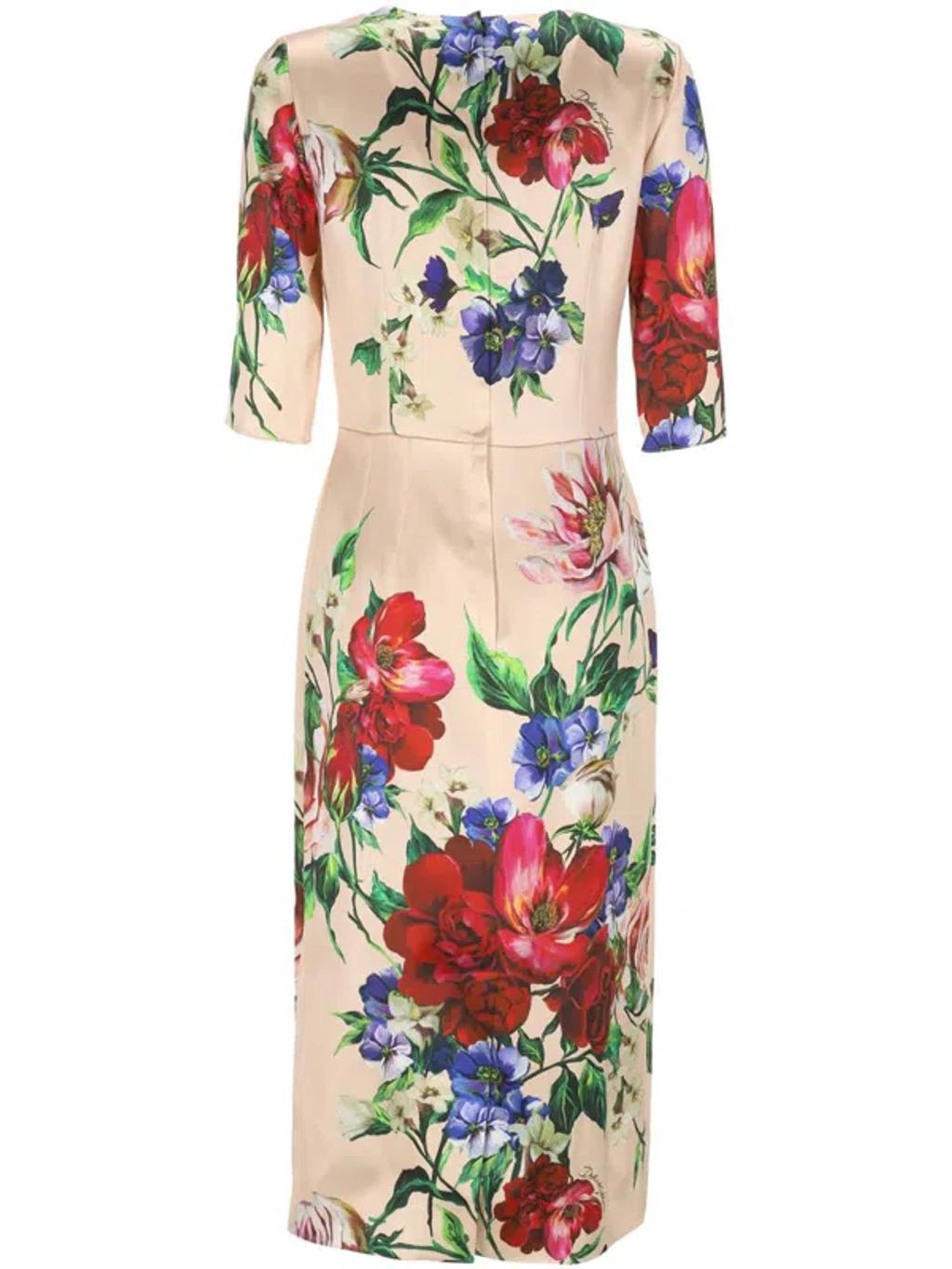 DOLCE & GABBANA Women Flower Print Midi Dress In Neutral Product Image