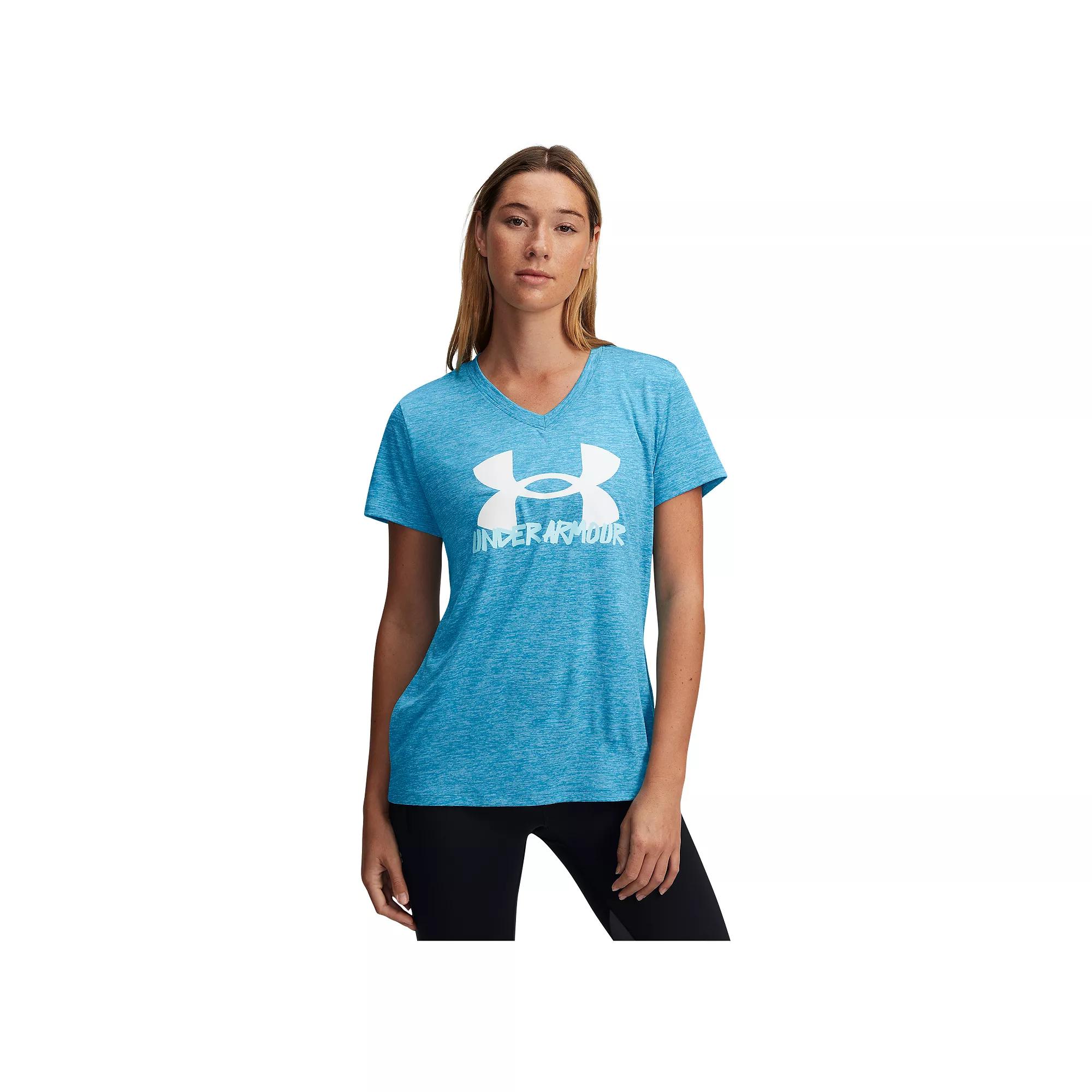 Women's Under Armour Tech™ Marker Short Sleeve Graphic Tee, Size: XXL, Ether Blue Product Image