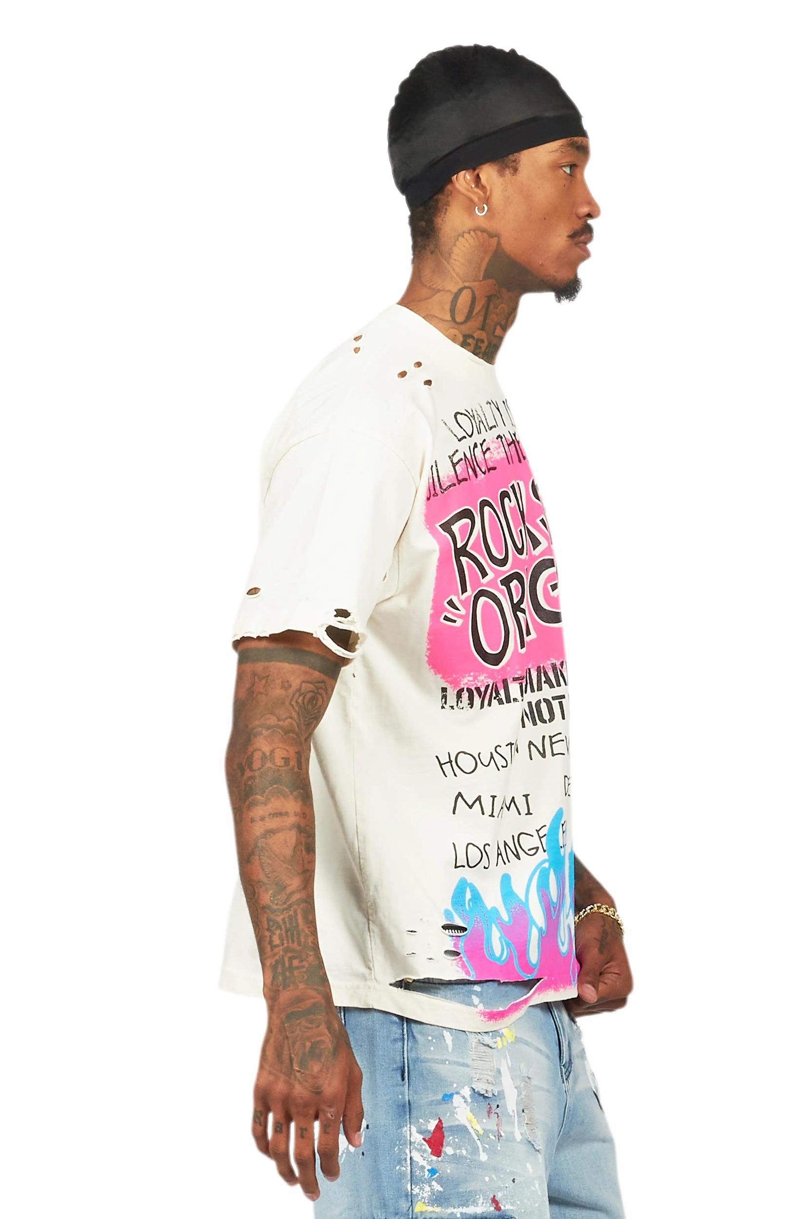 Beno Beige Oversized Graphic T-Shirt Male Product Image