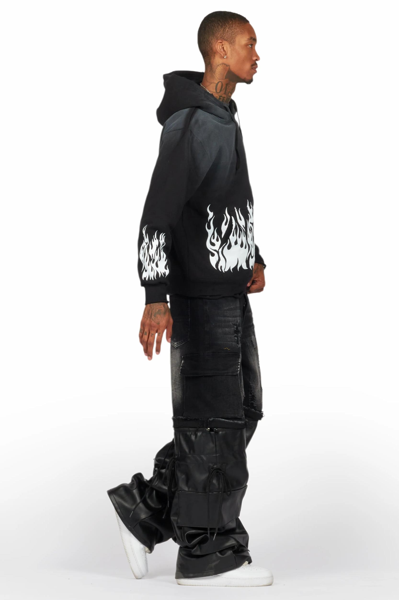 Bubble Black Graphic Hoodie Male Product Image