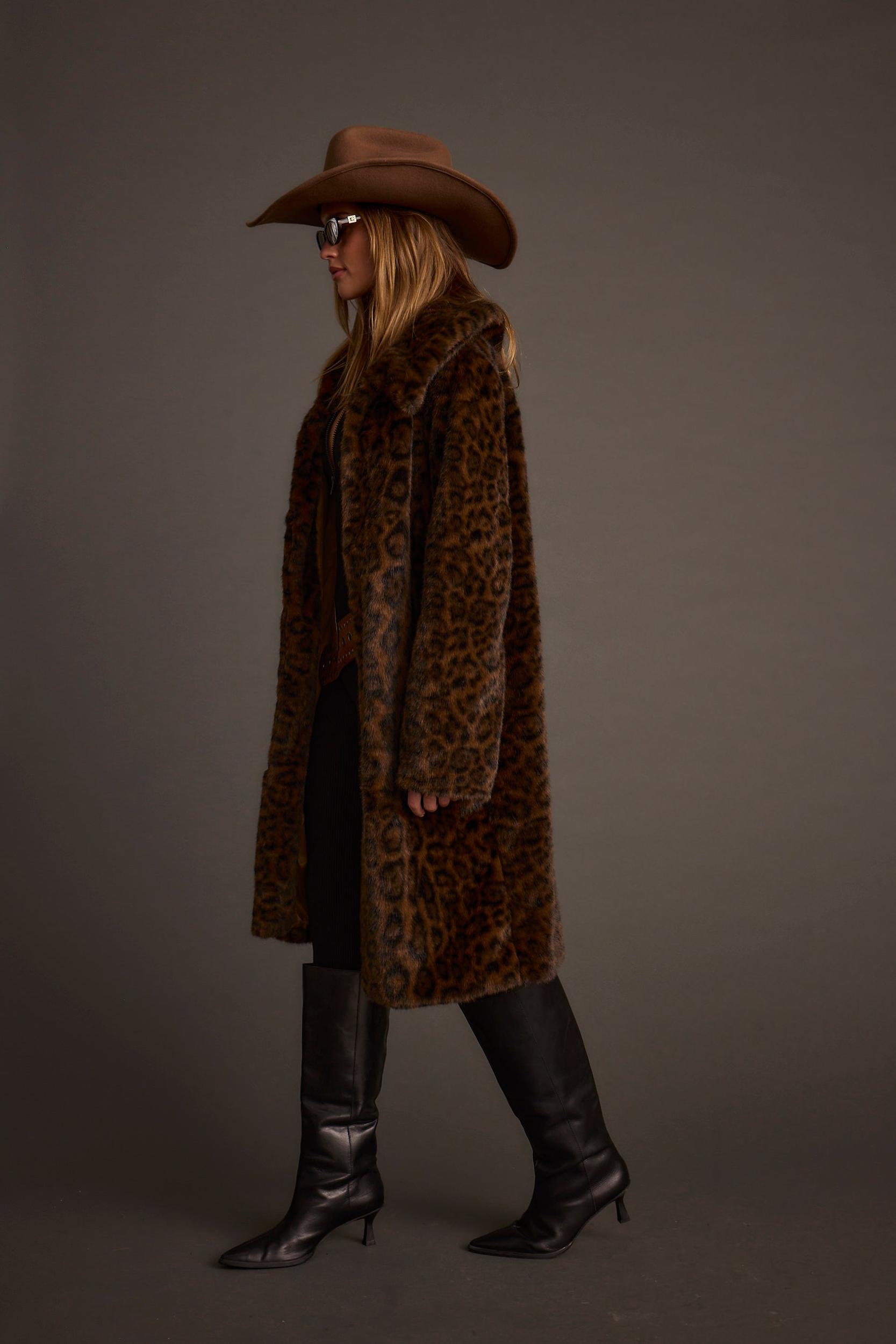 Rochelle Leopard Faux Fur Coat Product Image