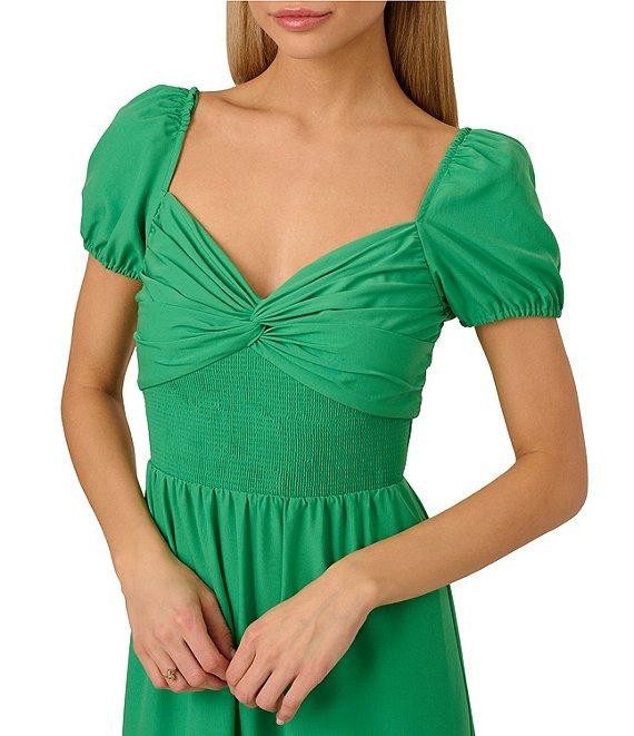Adrianna by Adrianna Papell Sweetheart Neck Short Sleeve Twist Front Midi Dress Product Image
