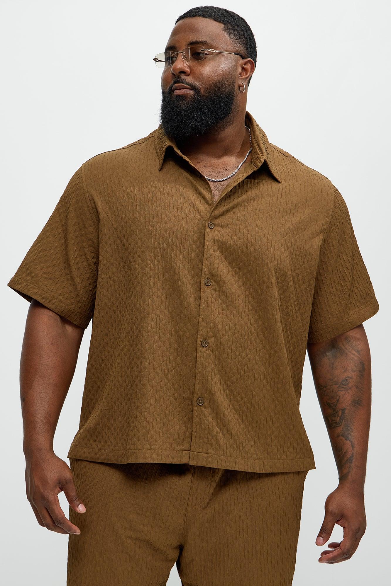 Mounce Textured Button Up Shirt - Brown Product Image