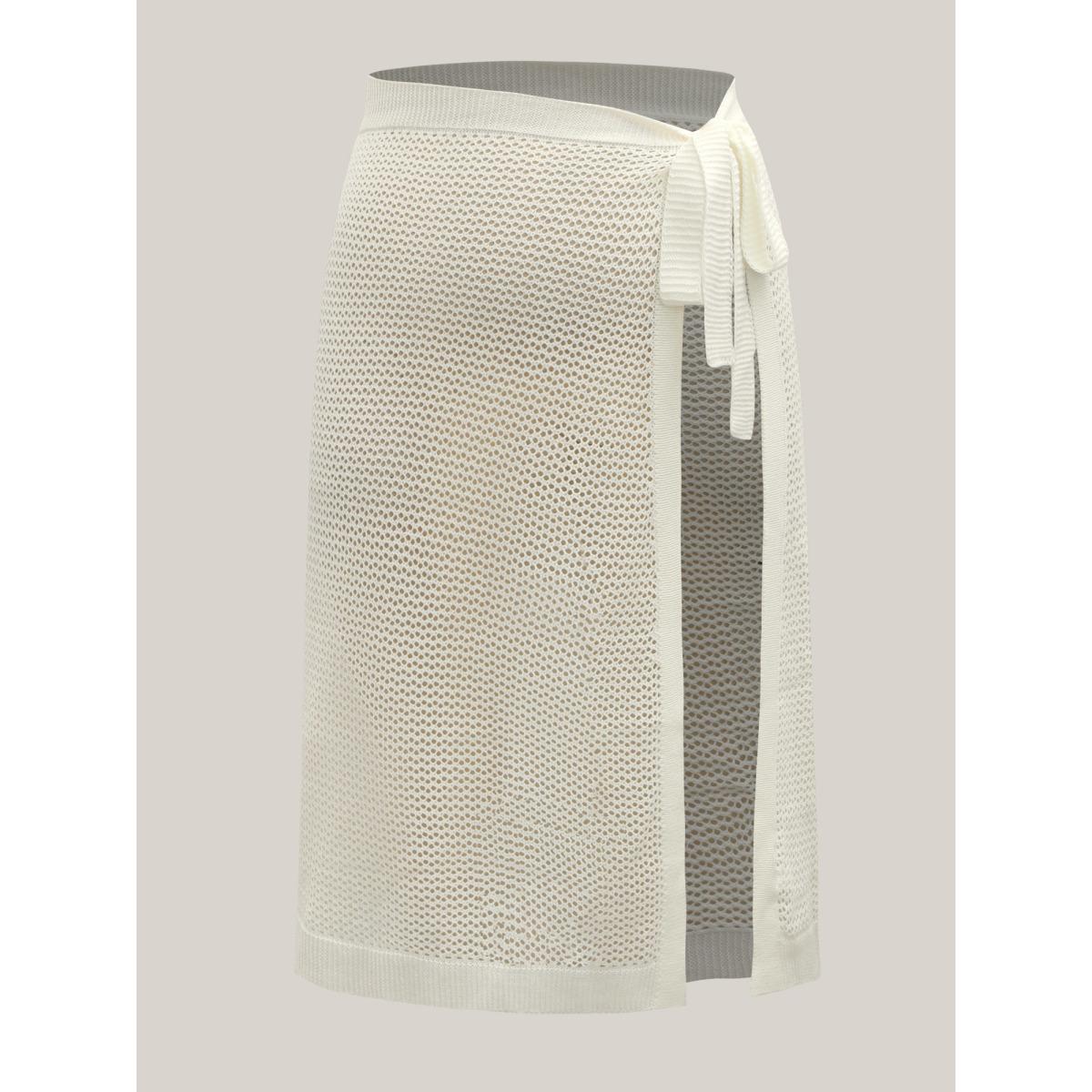 Plus Size Crochet Tie Side Wrap Sarong Cover Up Women's Swimwear Originalwhite Beach Bodycon Tie knot Curve Swim Cover Ups BloomChic 10/M Product Image