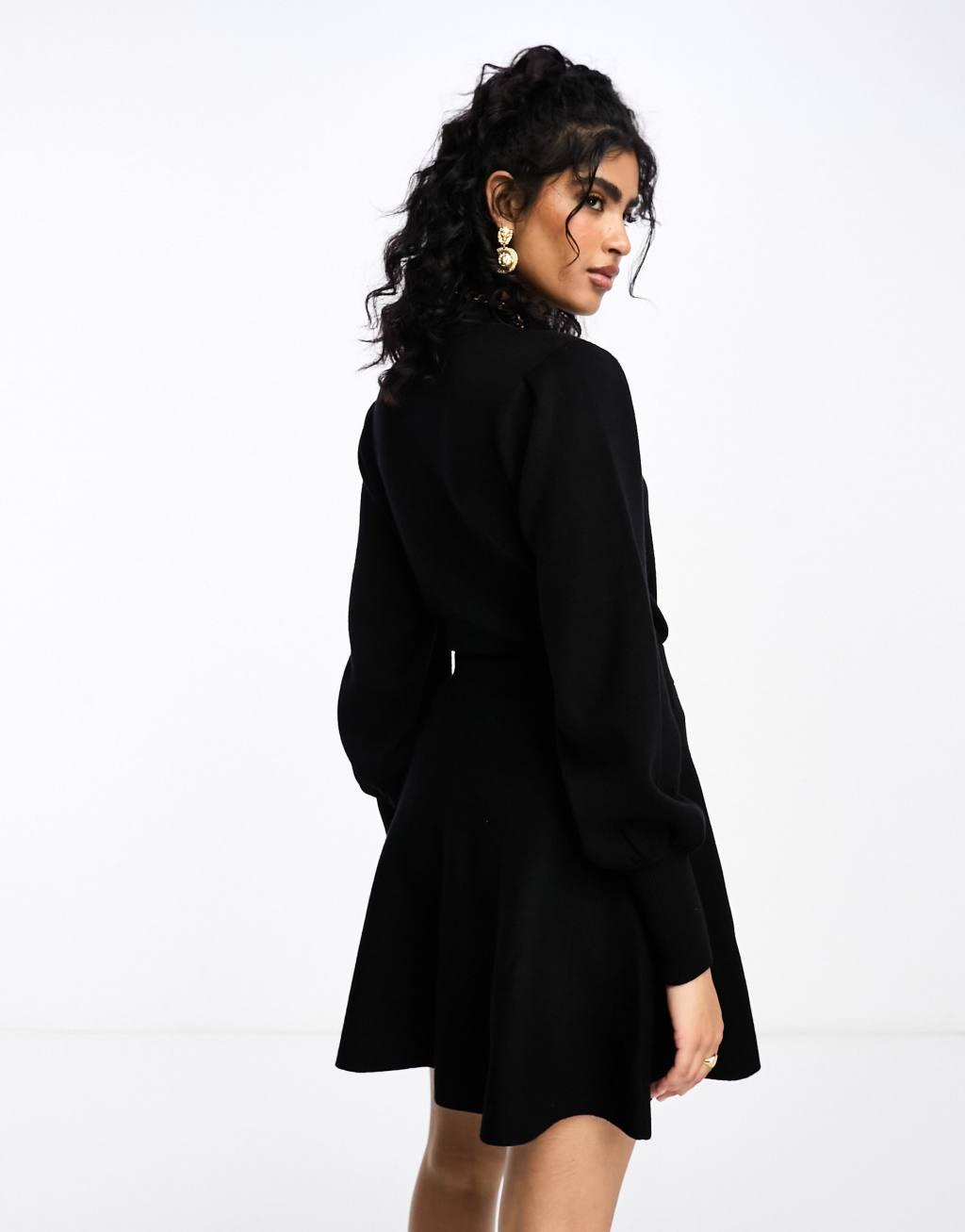 YAS knitted mini skirt in black Product Image