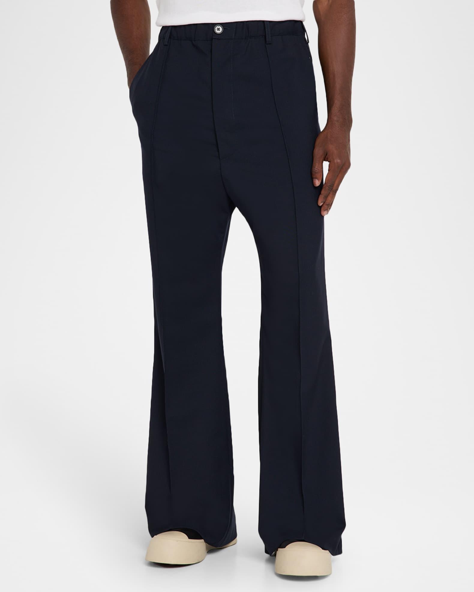 Men's Wool High-Waist Drawstring Flare Pants Product Image