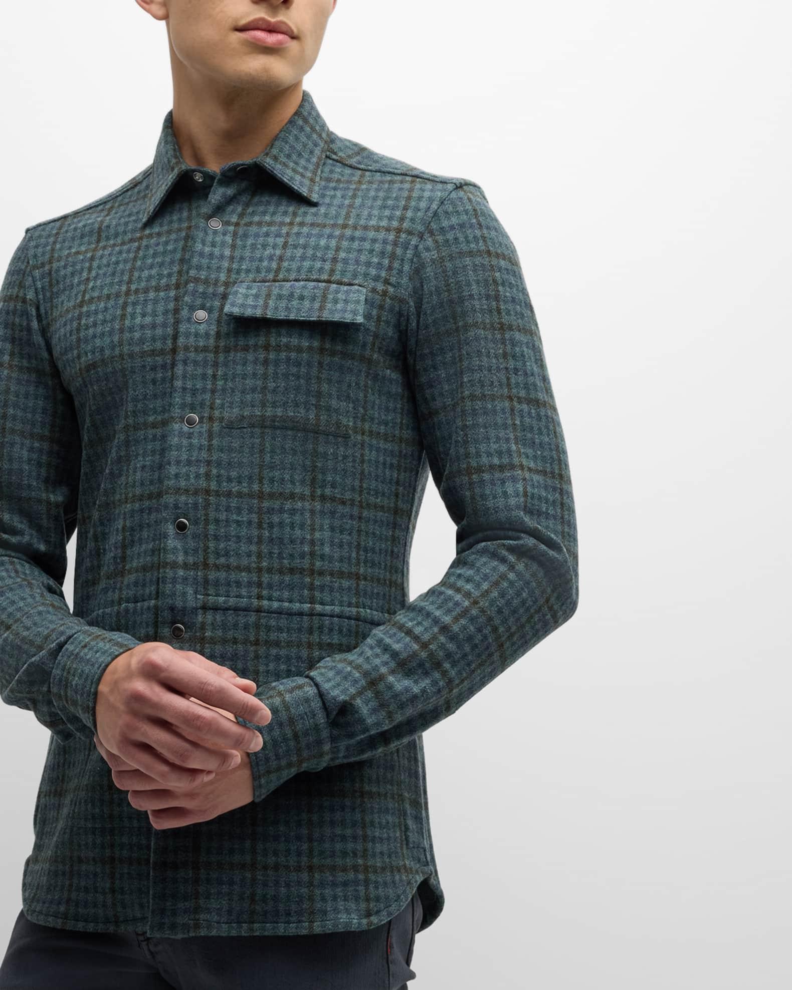 Men's Check Casual Button-Down Shirt Product Image