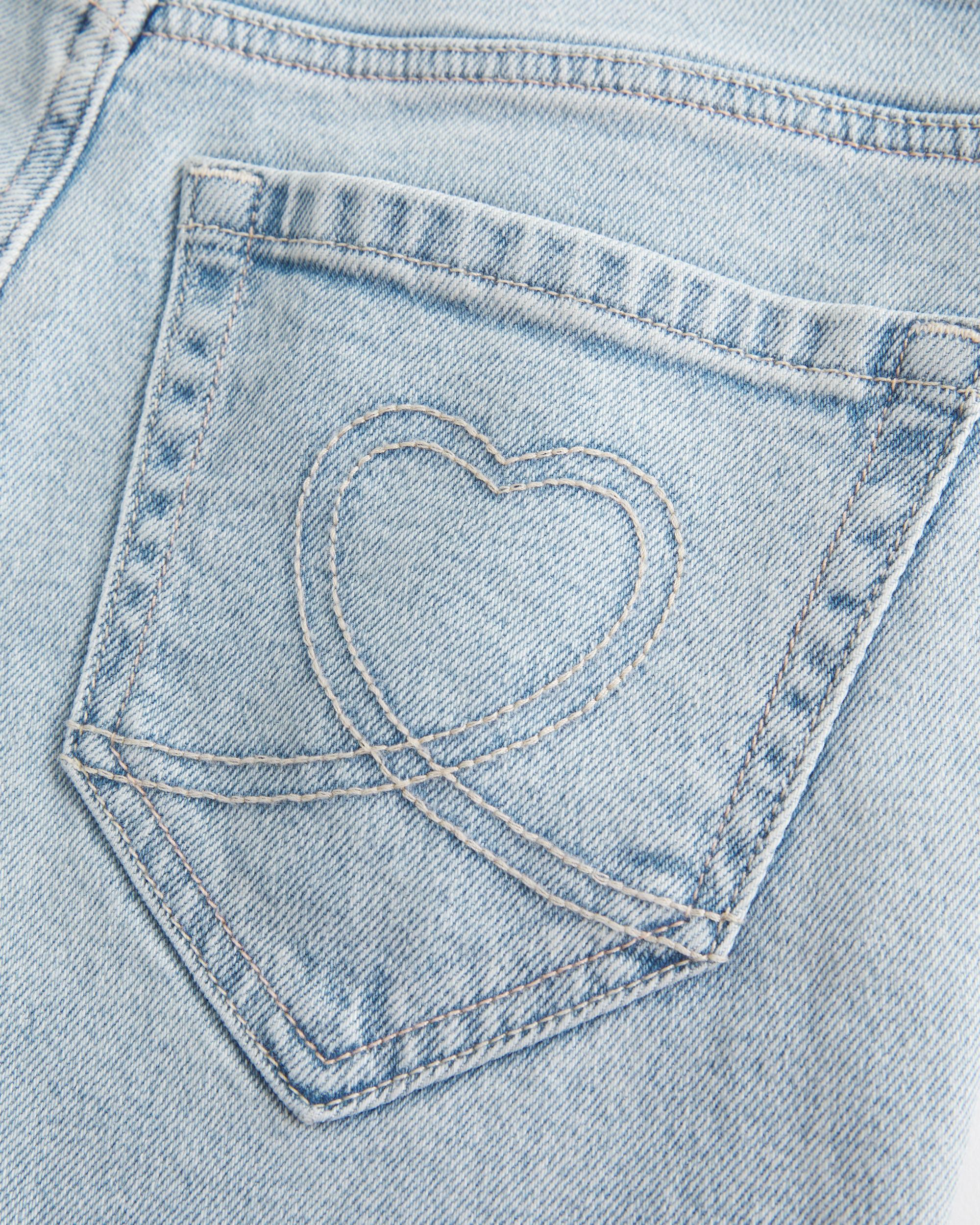 High-Rise Light Wash Heart Stitch Flare Jeans Product Image