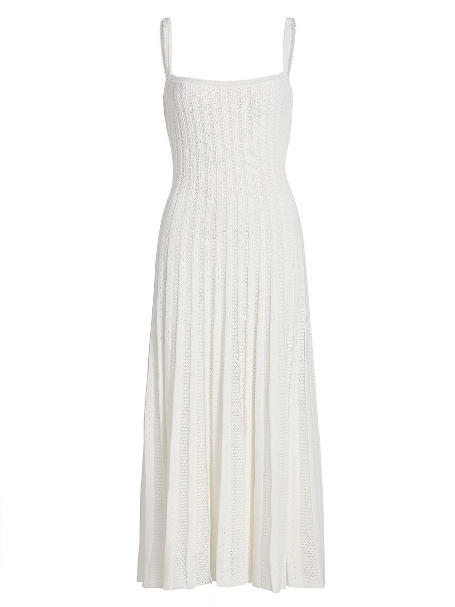 Womens Ellen Pointelle Pleated Midi-Dress Product Image