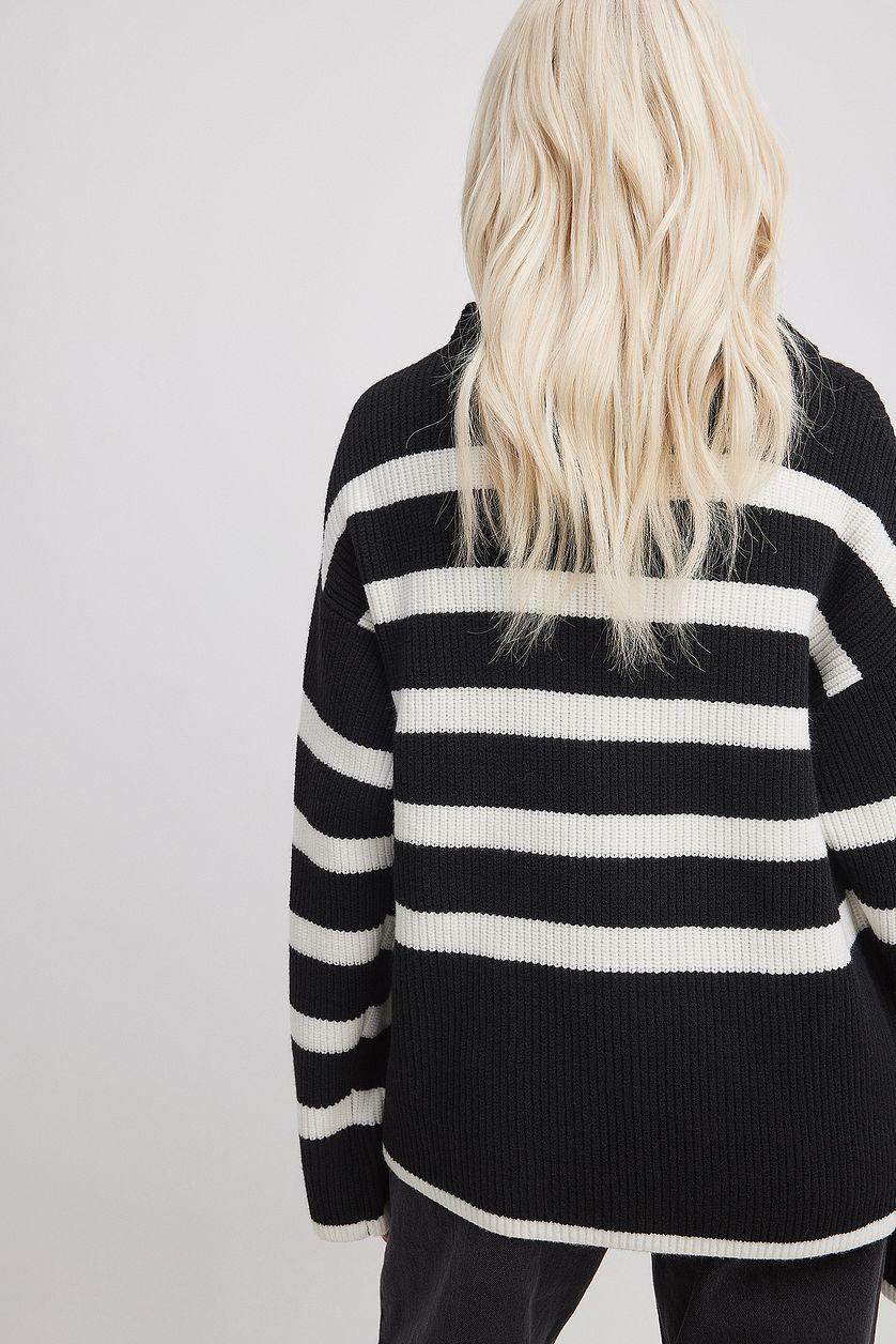 Striped Knitted Turtleneck Sweater Product Image