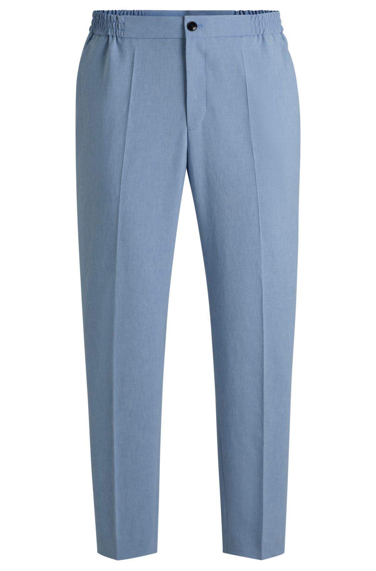 Slim-fit trousers in melange wrinkle-resistant fabric Product Image