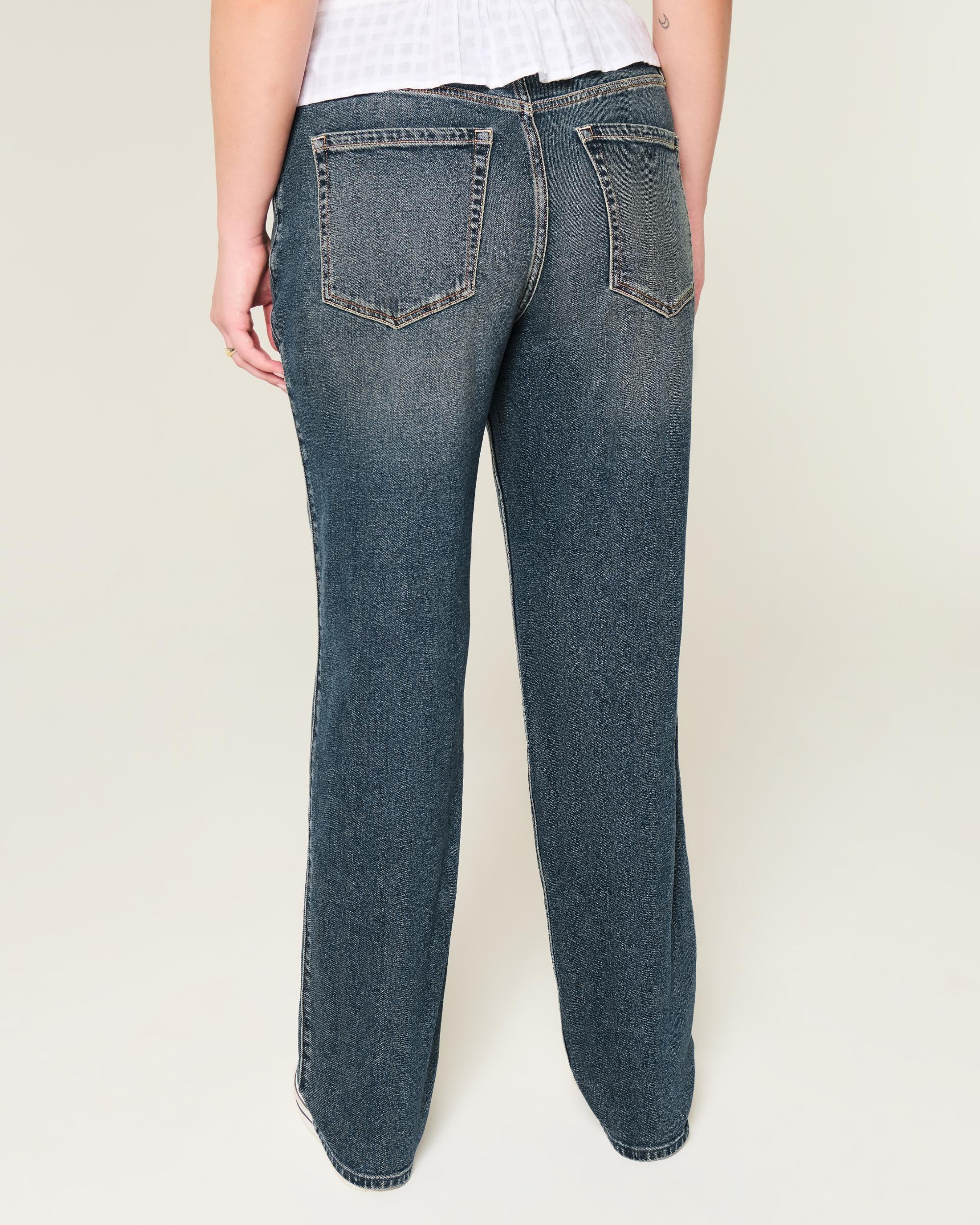 High-Rise Dark Wash Straight Jeans Product Image