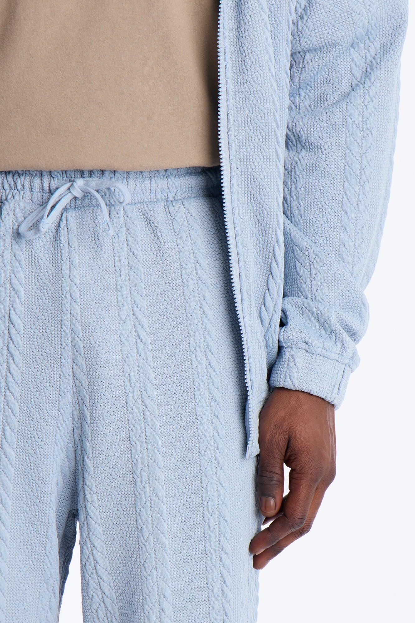 Baggy Textured Cozy Braided Pant - Blue Male Product Image