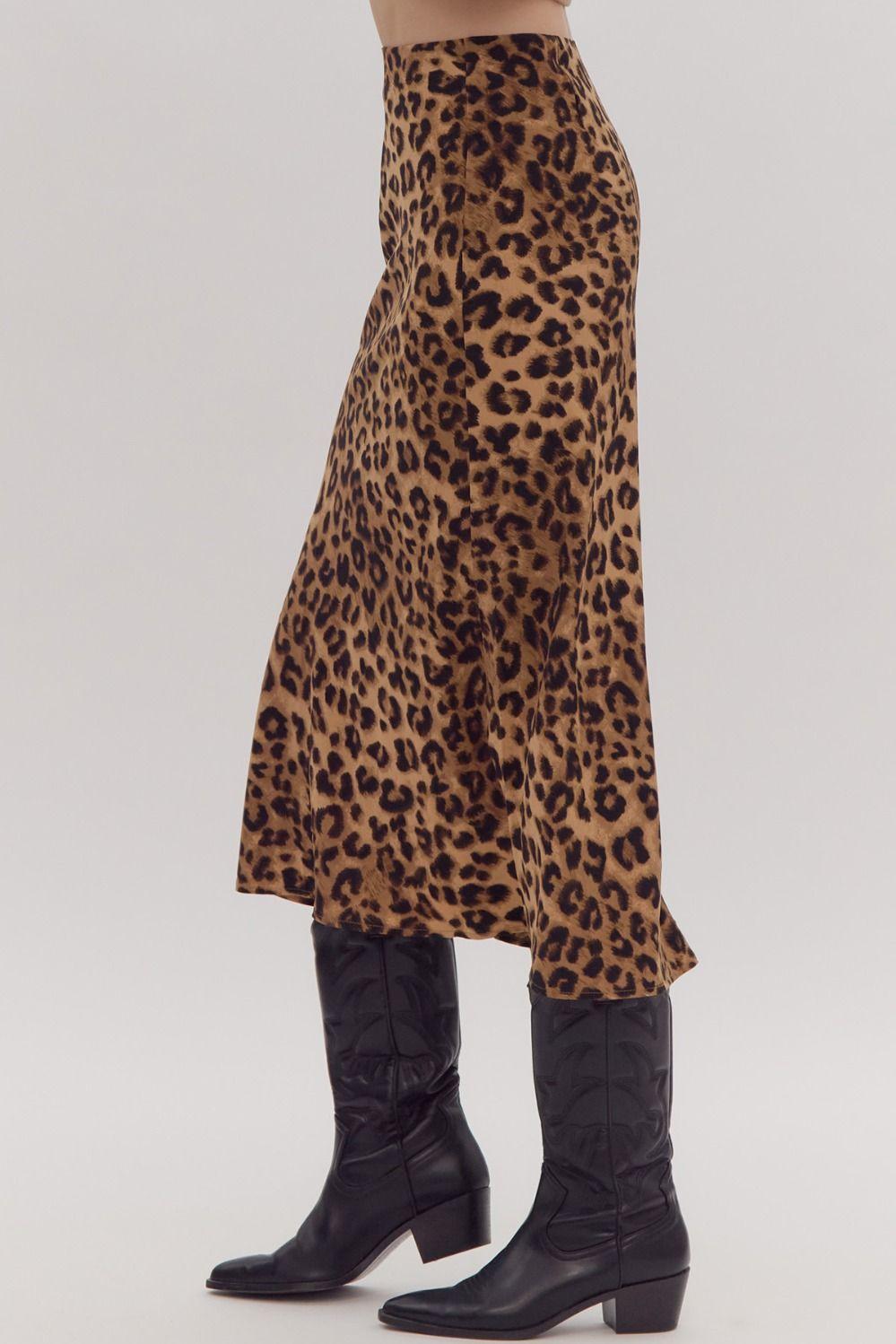 Lydia Leopard Midi Slip Skirt Product Image