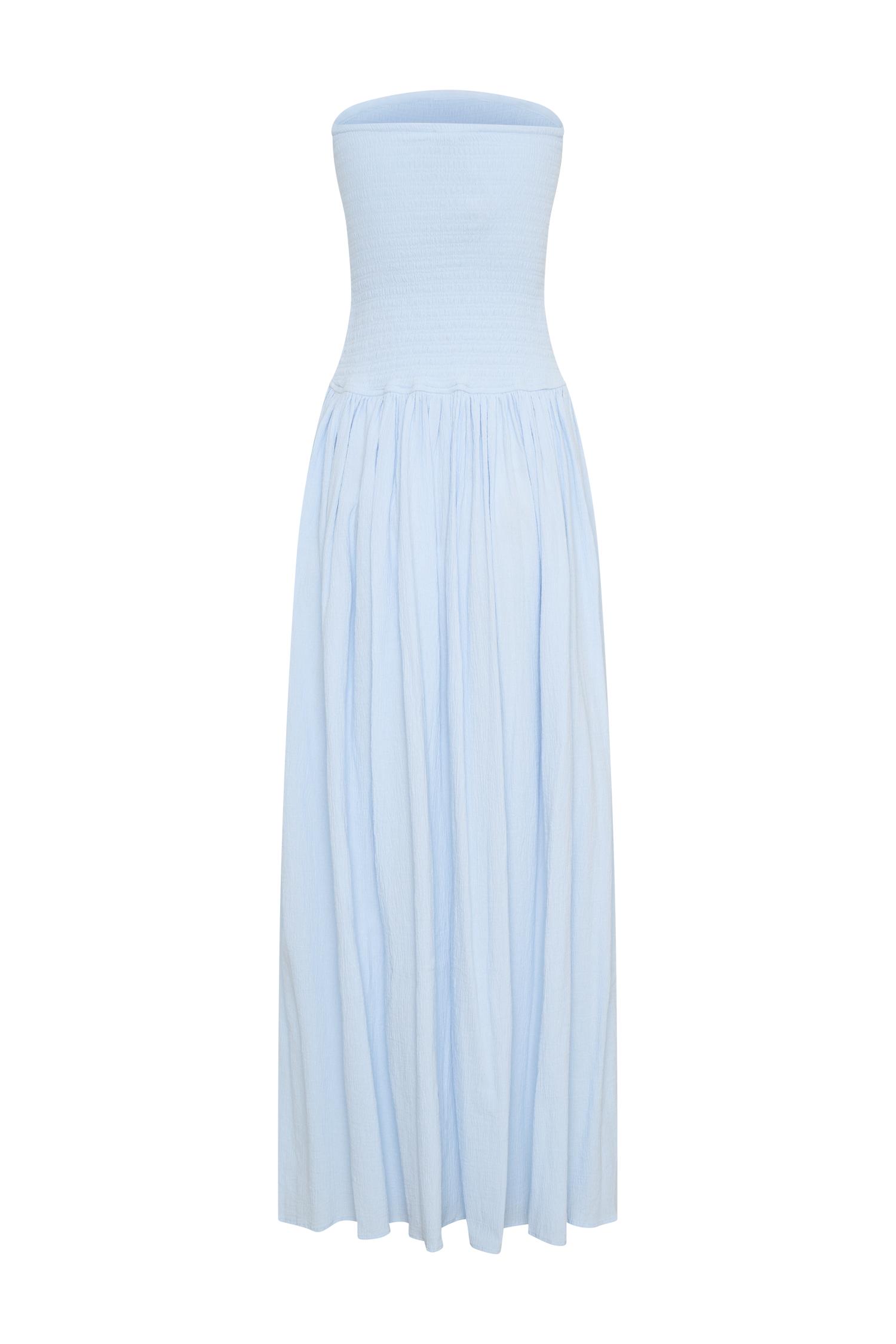 Maureen Cotton Shirring Maxi Dress - Powder Blue Product Image