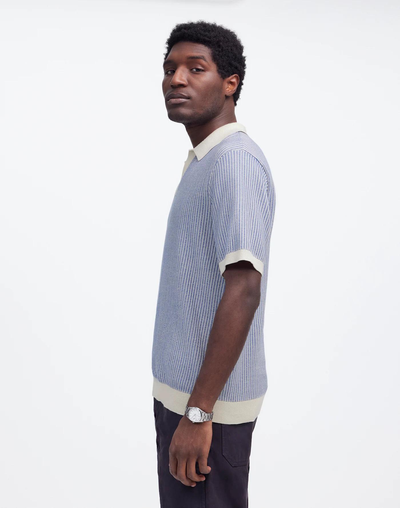 Tuck Stitch Johnny-Collar Sweater Polo Product Image