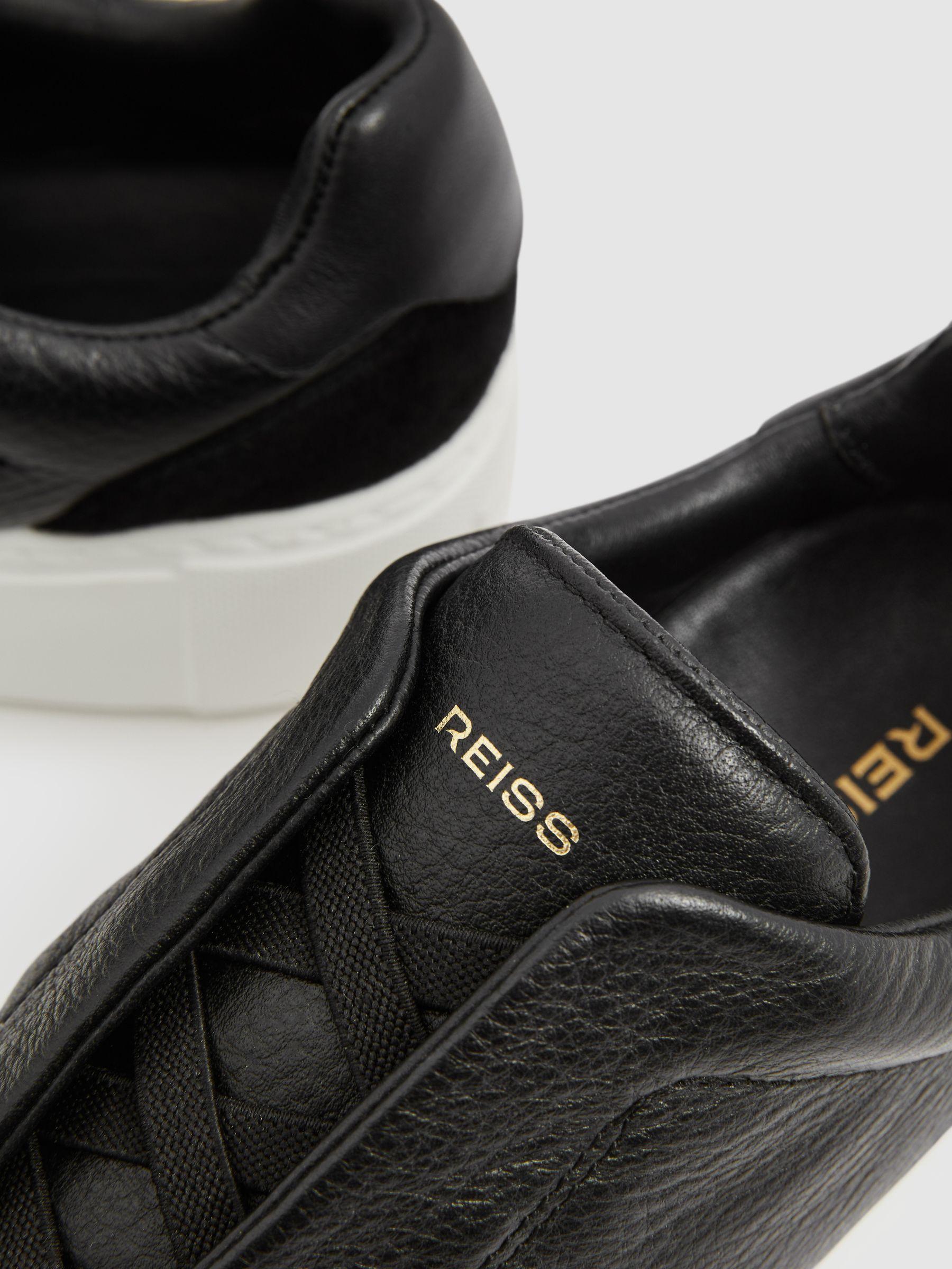 Leather Slip-On Trainers in Black Product Image