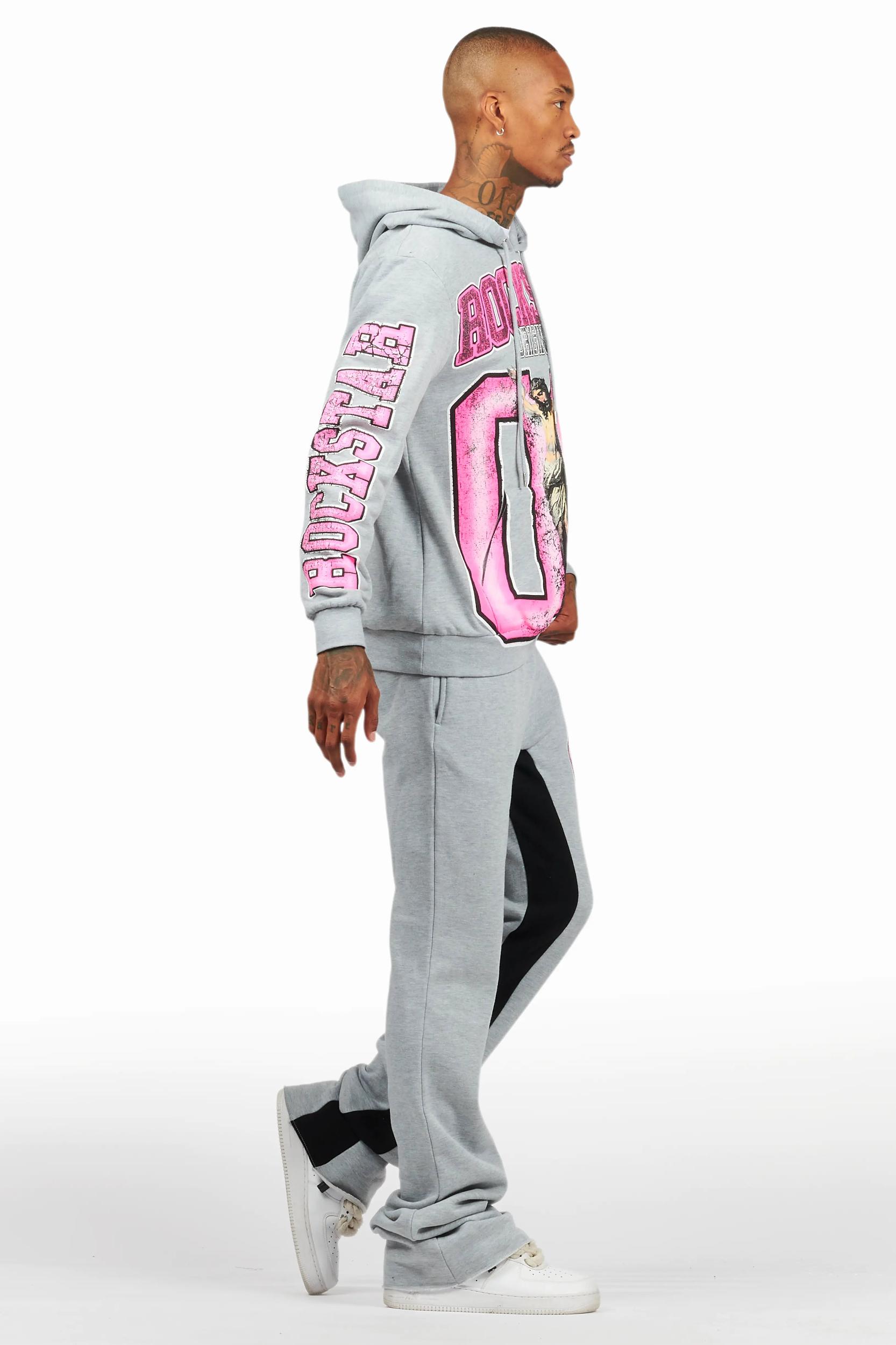 Fields Grey/Pink Baggy Hoodie Track Set Male Product Image
