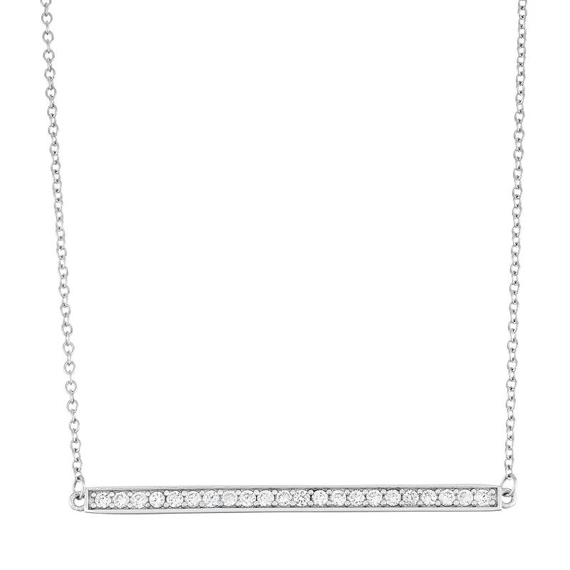 Sterling Silver Cubic Zirconia Bar Necklace, Women's, Size: 18", White Product Image