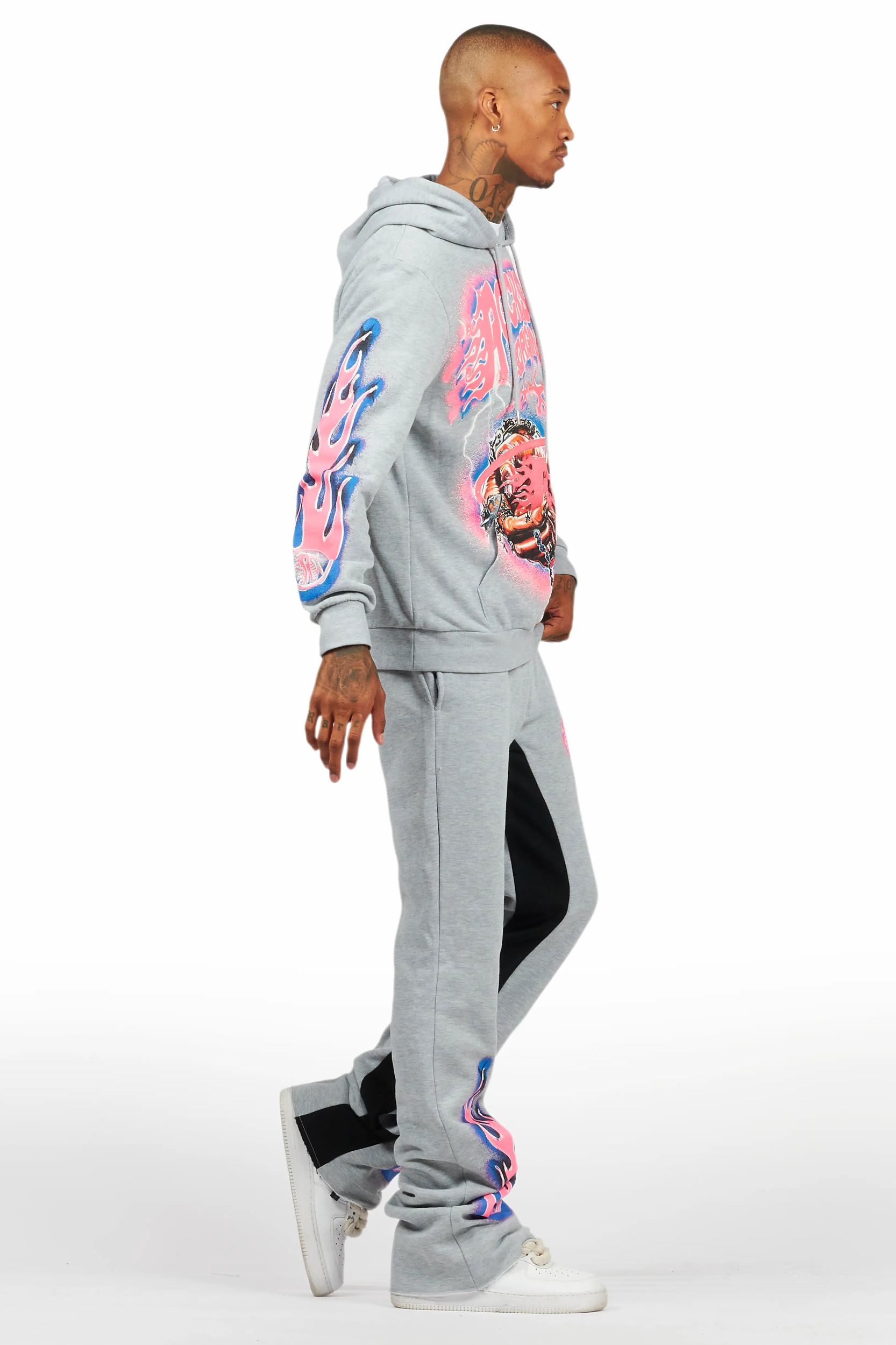 Cairo Heather Grey Hoodie/Baggy Track Pant Set Male Product Image