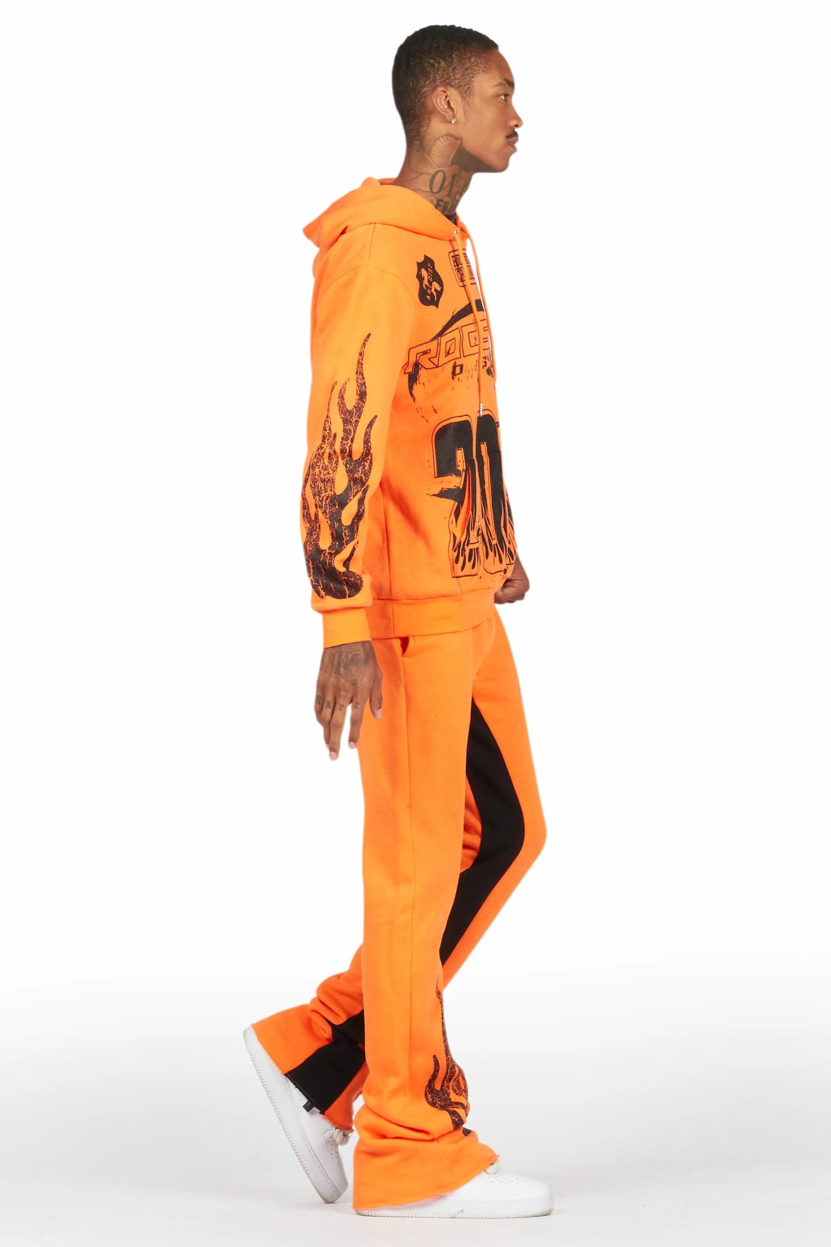 Amos Orange Hoodie/Baggy Track Pant Set Male Product Image