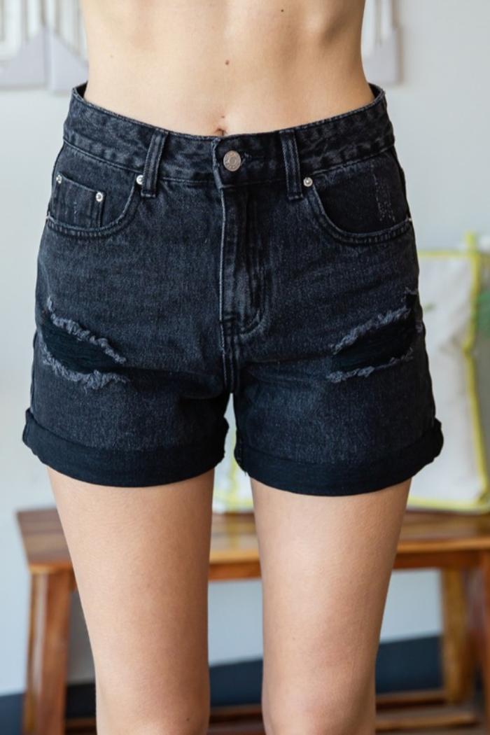 Distressed Roll Up Shorts Product Image