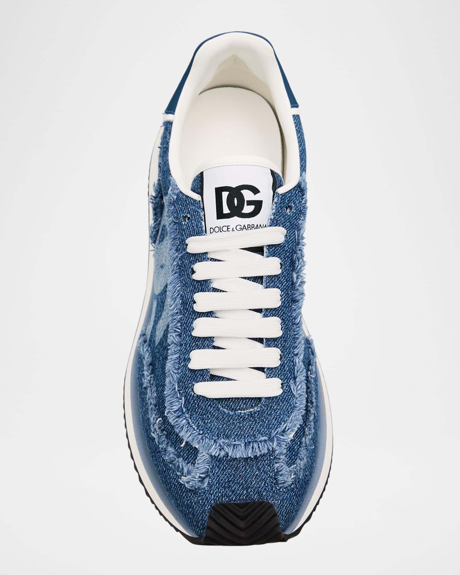 Men's Frayed Denim DG Low-Top Sneakers Product Image