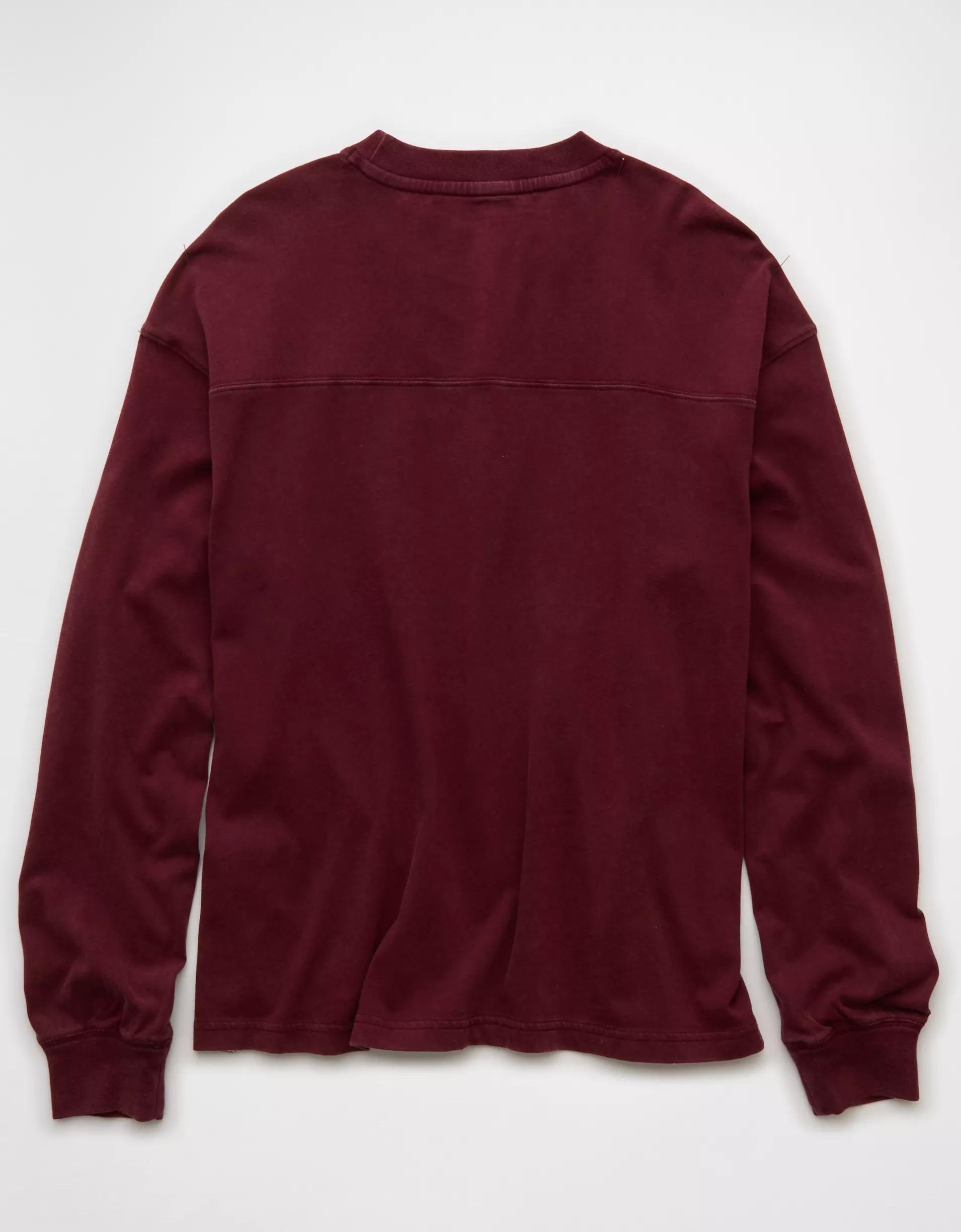 AE Long-Sleeve Boxy Sueded Jersey T-Shirt Product Image