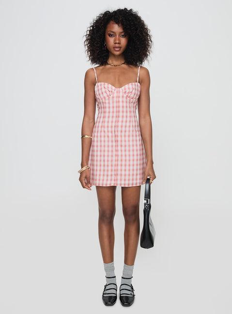 Poto Mini Dress Pink Check Product Image