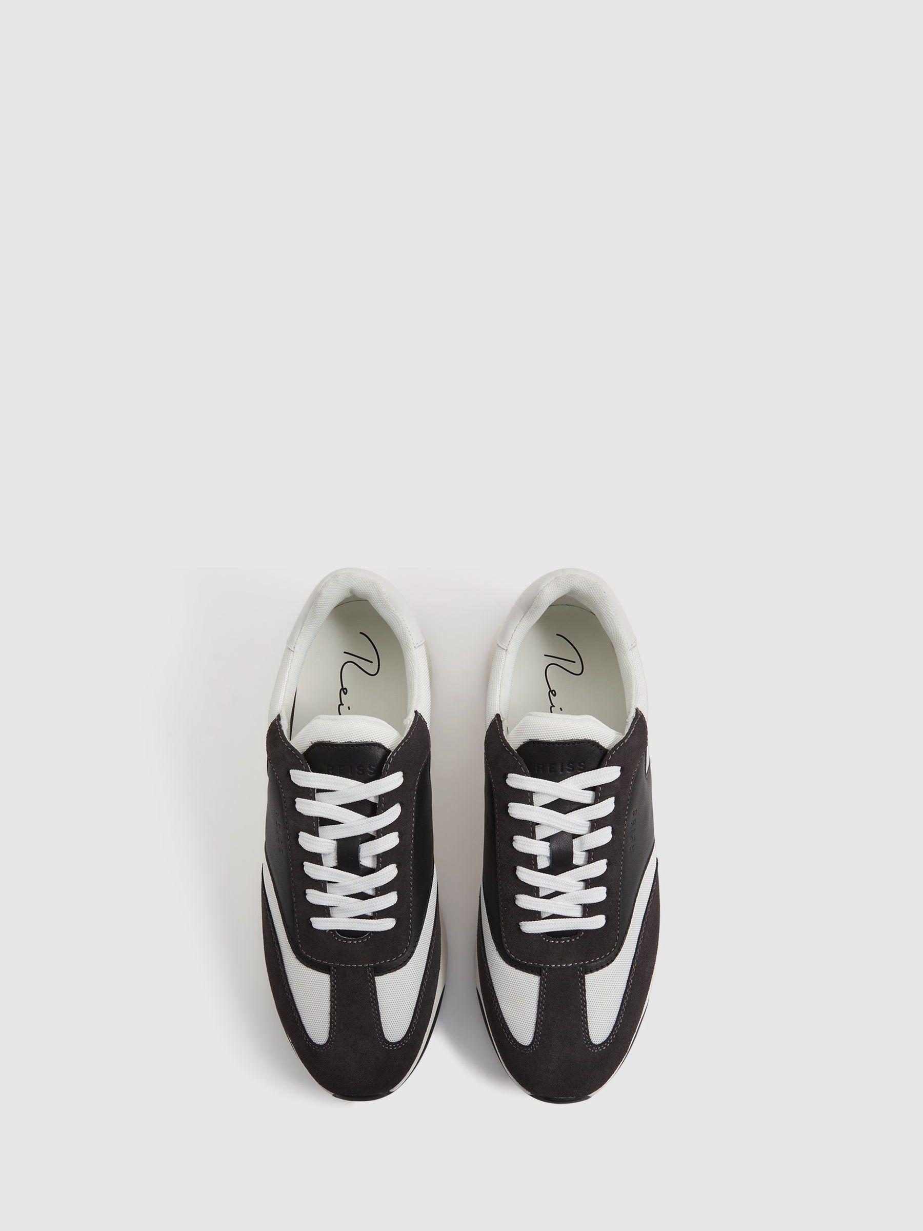 Leather Suede Running Trainers in Charcoal Product Image