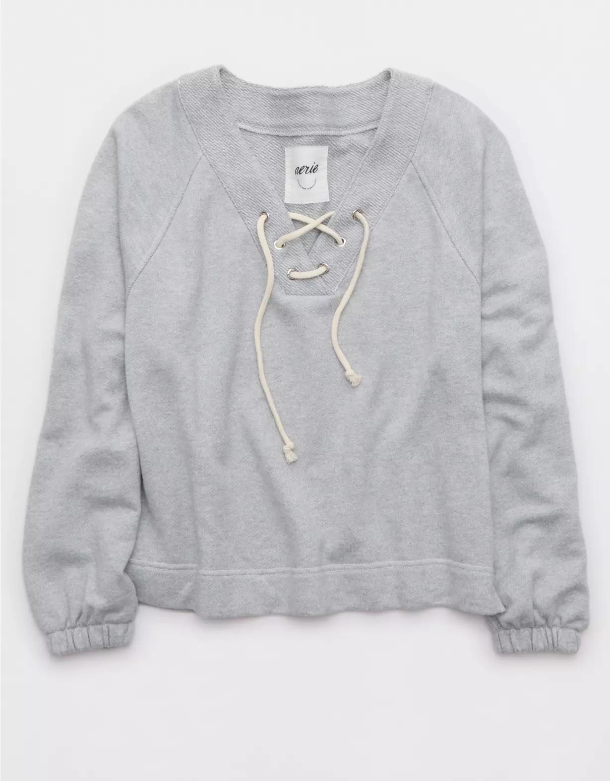 Aerie Lace Up Sweatshirt Product Image