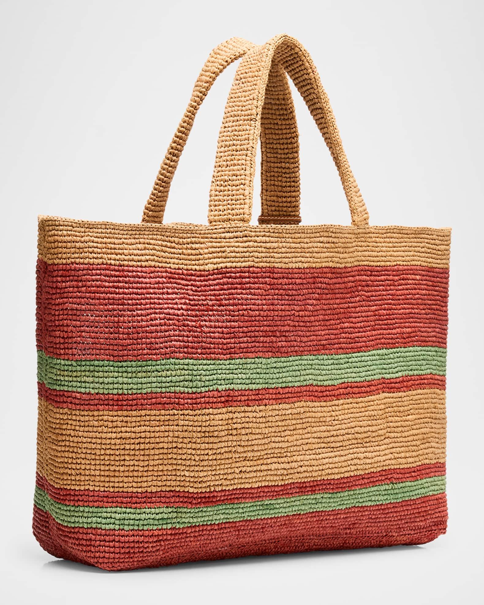Sunset Large Striped Raffia Tote Bag Product Image