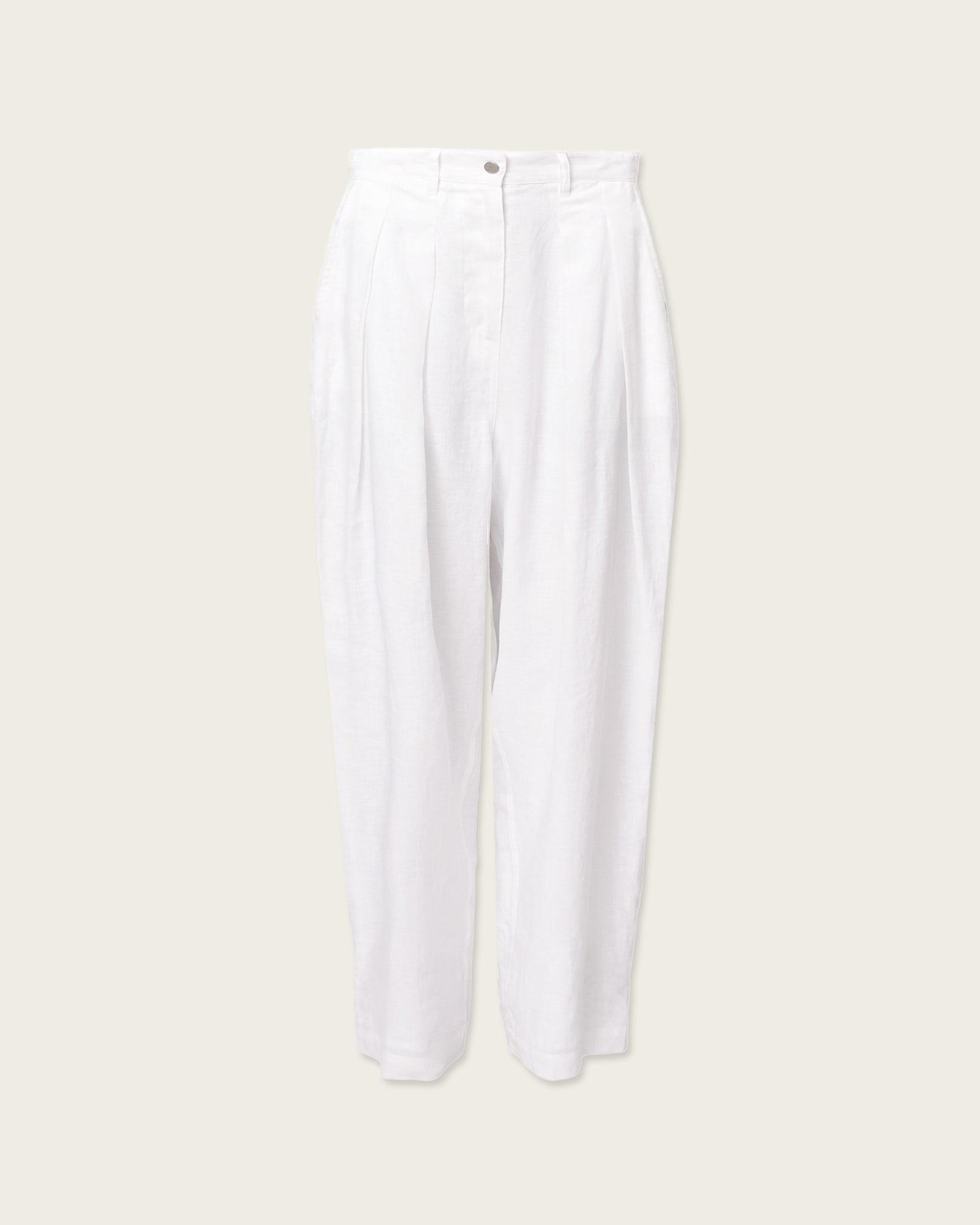 Becca Linen Barrel Leg Pants ANTIQUE WHITE | ALLSAINTS US Product Image
