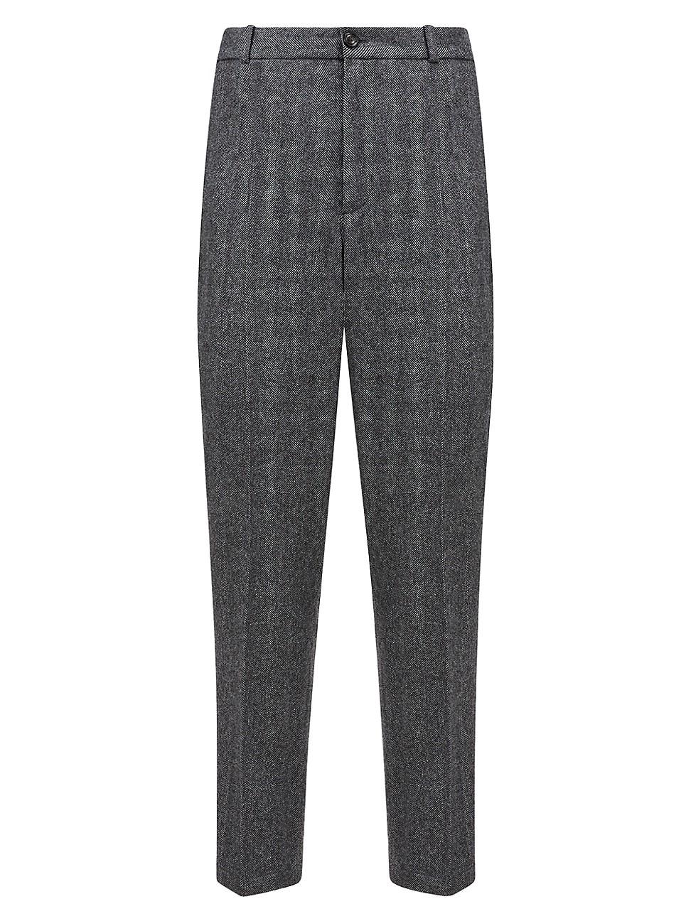 Mens Pleated Herringbone Wool Pants Product Image