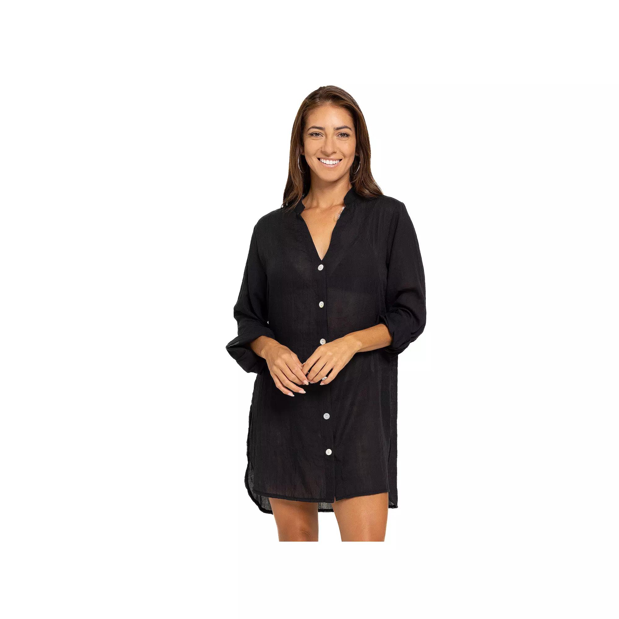 Womens Portocruz Oversized Button-Front Shirt Swim Cover Product Image