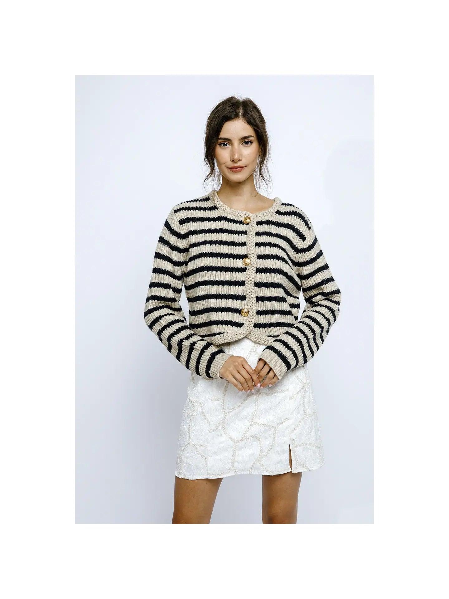 Nautical Striped Cardigan Product Image