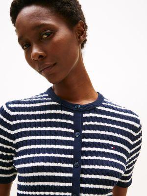 Short-Sleeve Cable Knit Cardigan Product Image