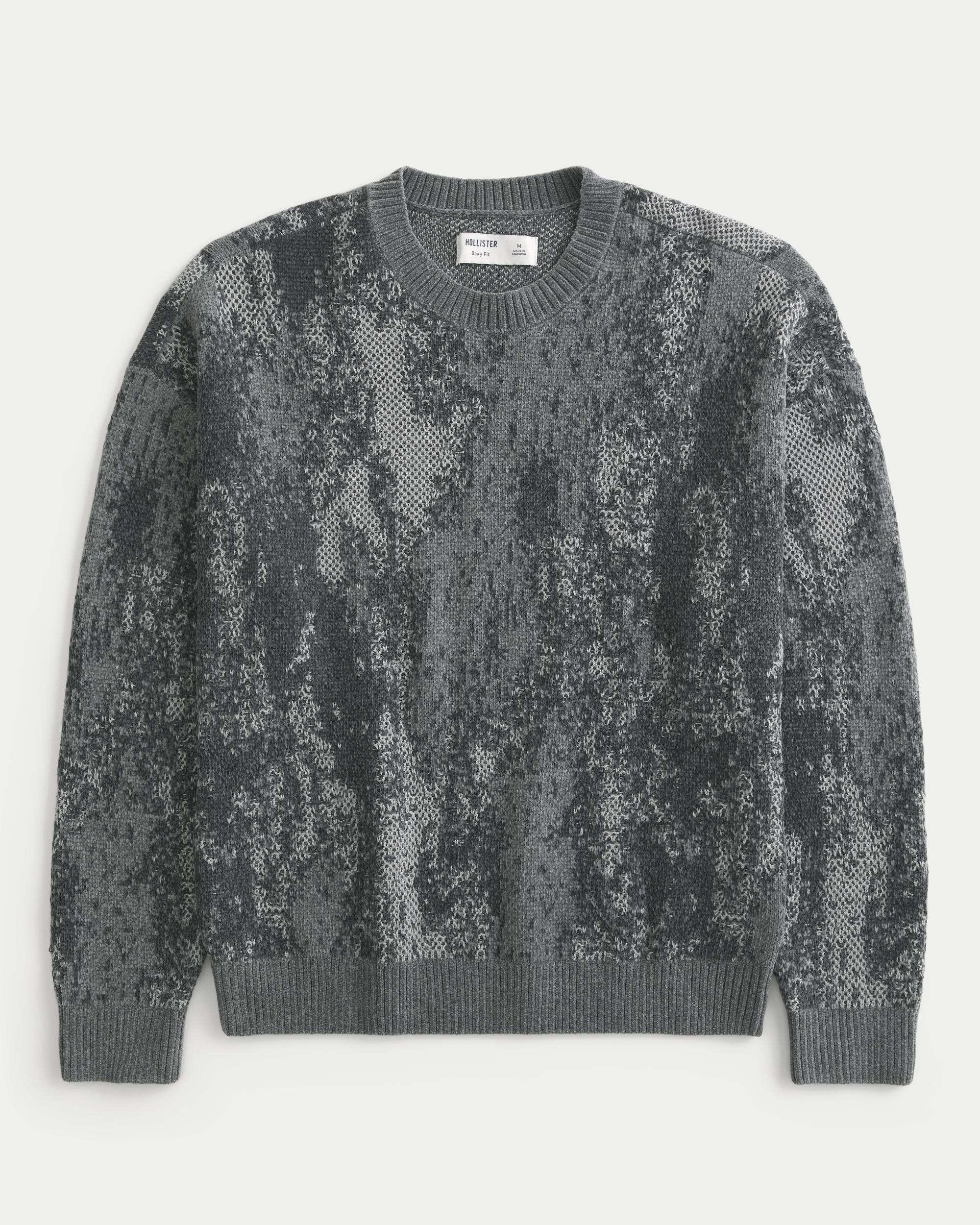 Boxy Cable-Knit Crew Sweater Product Image